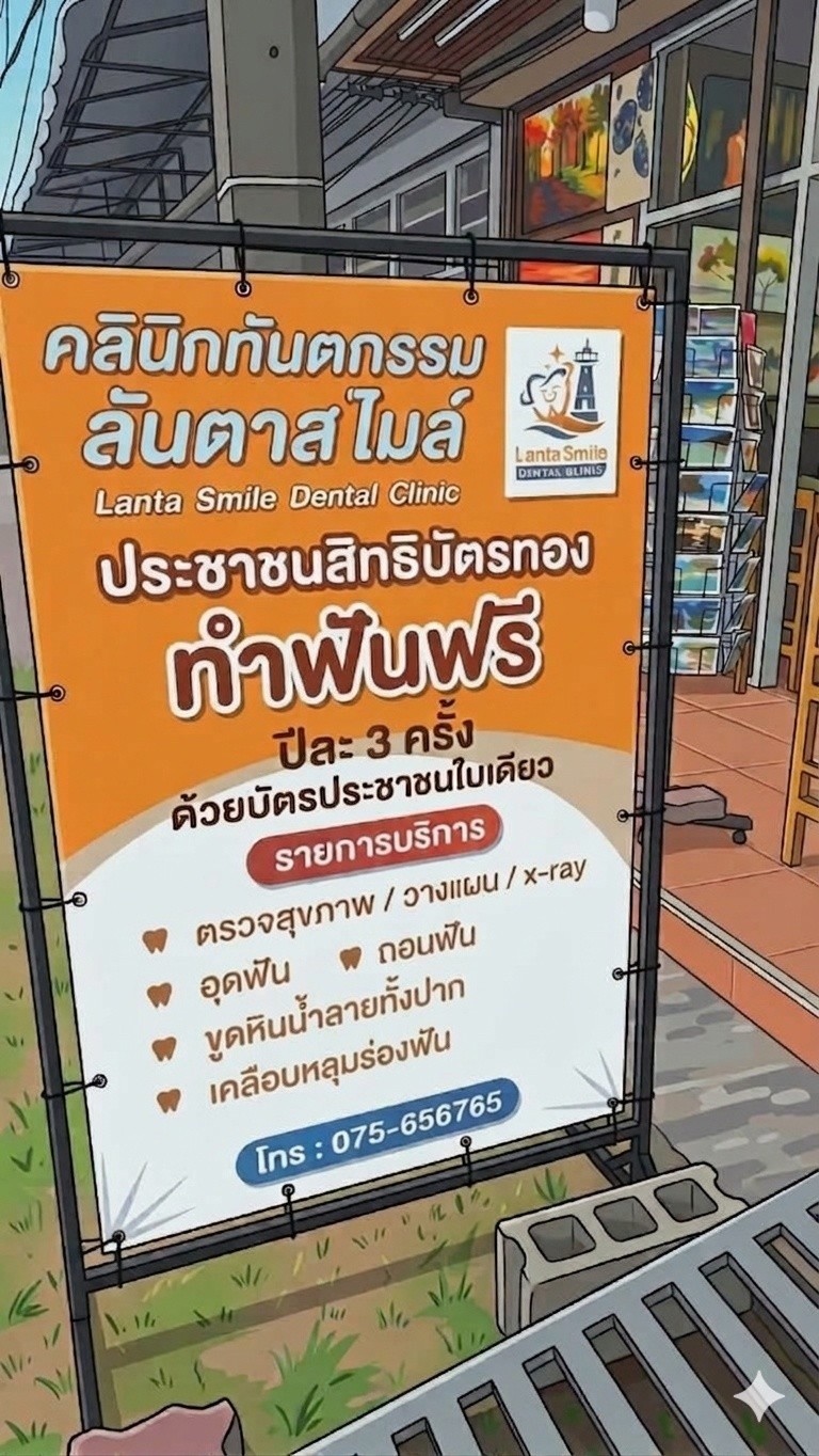 Lanta Smile Dental Clinic คลินิกทันตกรรมลันตาสไมล์ Facebook ad: ไม่ต้องรอคิวนาน ไม่ต้องเดินทาง ตากแดด ตากฝน ไปทำไกลๆ
