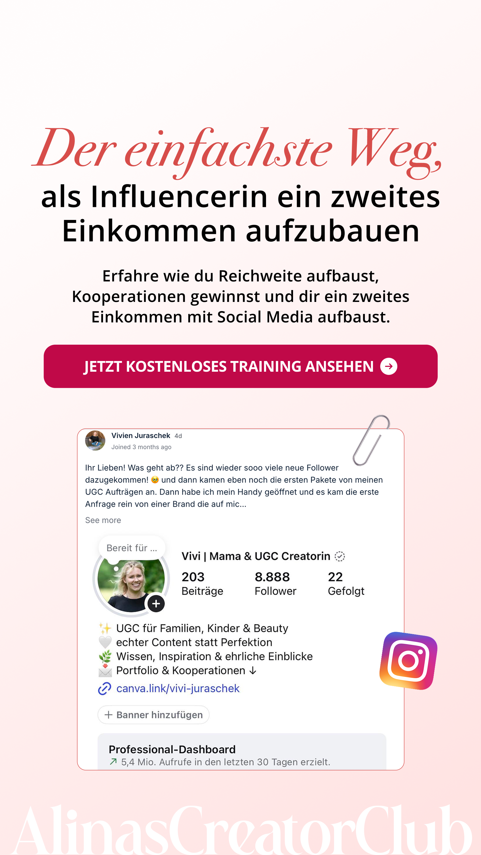 Alinas Creator Club Facebook ad