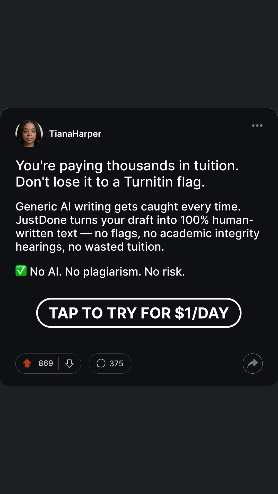 Justdone: All-in-one AI tool  Facebook ad
