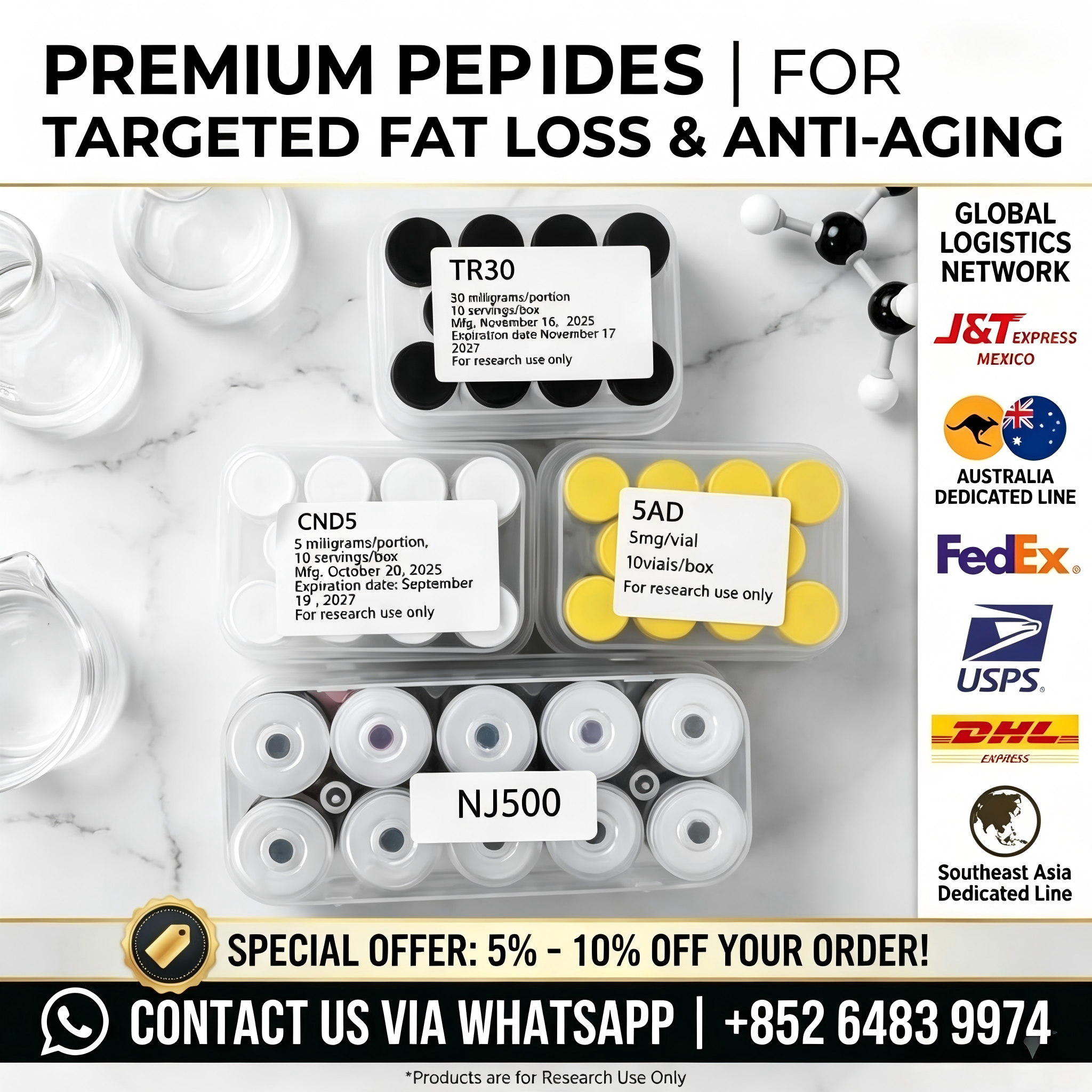 US Warehouse Facebook ad: Limited Offer | High Quality Research Peptides In Stock