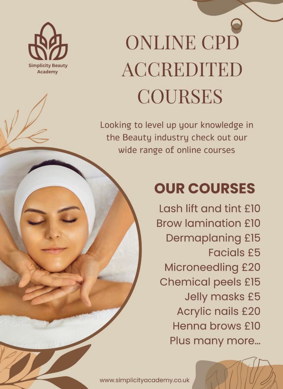 Simplicity Beauty Academy Facebook ad: Online Beauty Courses | Simplicity Beauty Academy