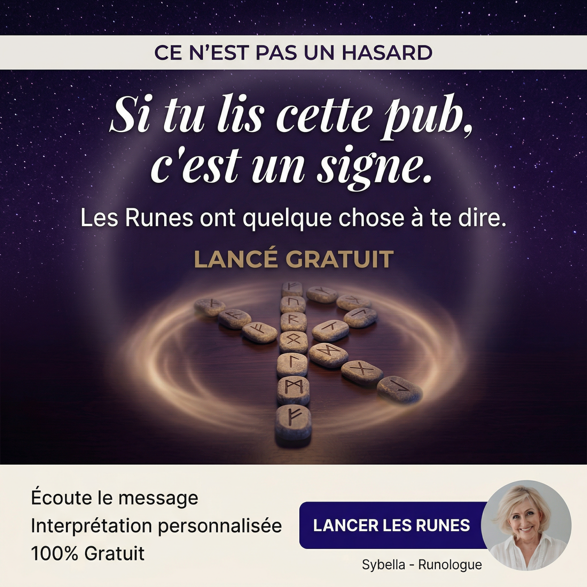 Esotelite Facebook ad: LANCEZ LES RUNES
