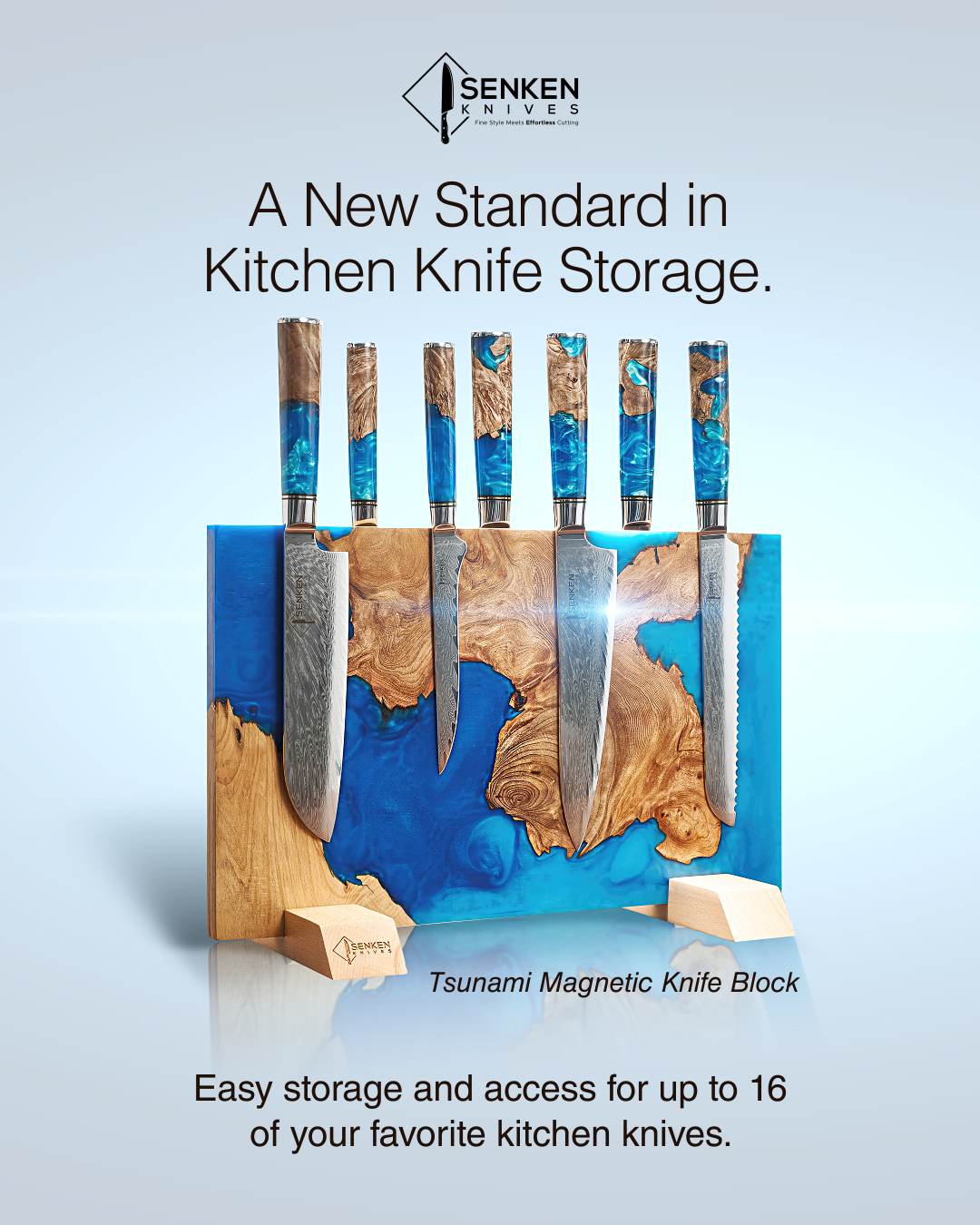 Senken Knives Facebook ad: Dual-Sided Magnetic Knife Storage Block