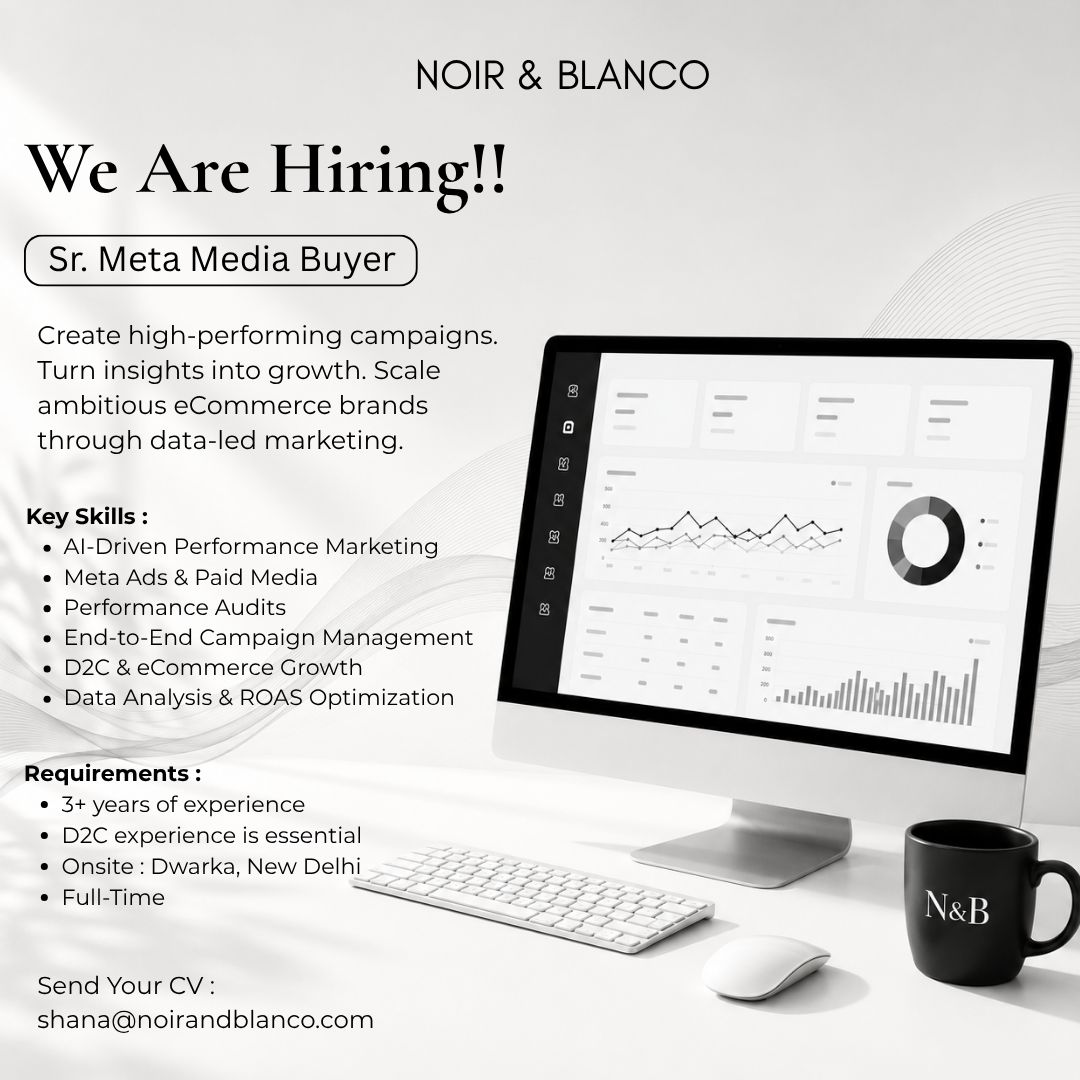 NOIR & BLANCO - Shopify Plus Agency Facebook ad: Hiring: Sr. Meta Media Buyer
