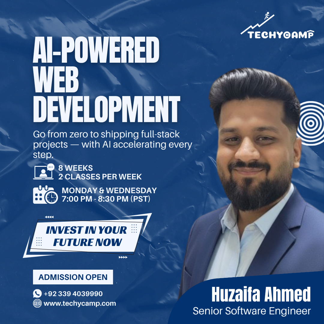TechyCamp Facebook ad: 8 Weeks → Modern Web Developer