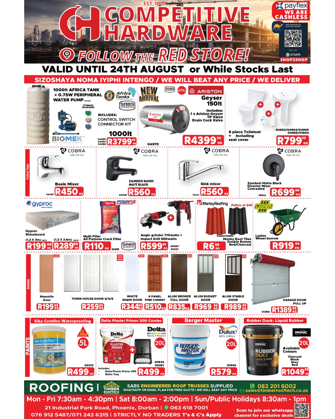 Competitive Hardware / Tile N Save Facebook ad: **BIG SAVINGS. BIGGER VALUE.