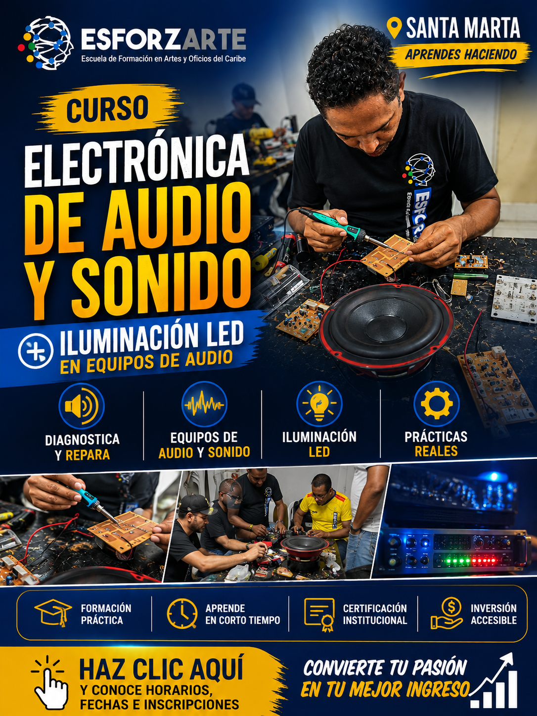 Esforzarte Colombia Facebook ad: Cursos cortos de Servicios Técnicos | Esforzarte