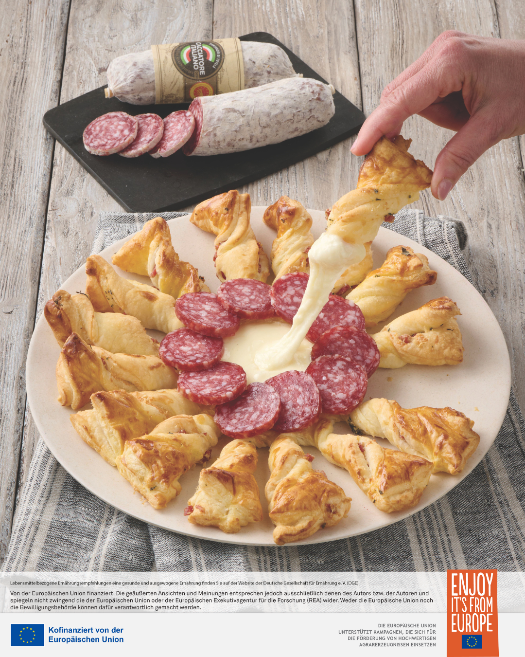 The EU Quality Crew, PDO and PGI deli meats from Europe Facebook ad: Suchst du eine einfache Idee, um jeden Aperitif…