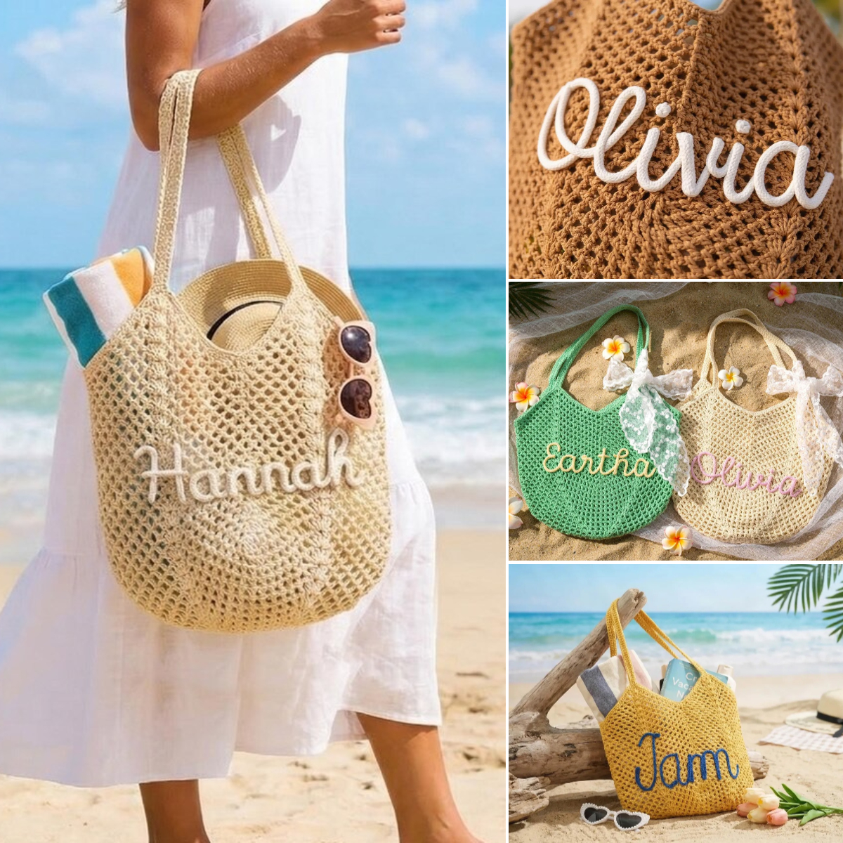 Duckbe Custom Gifts Facebook ad: Personalized beach tote bags, Crochet beach bags…