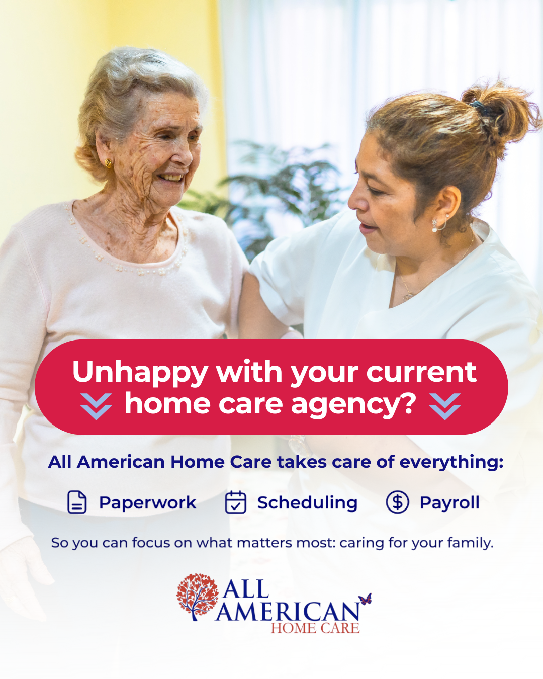 All American Home Care LLC Facebook ad: Better Benefits. Better Support.