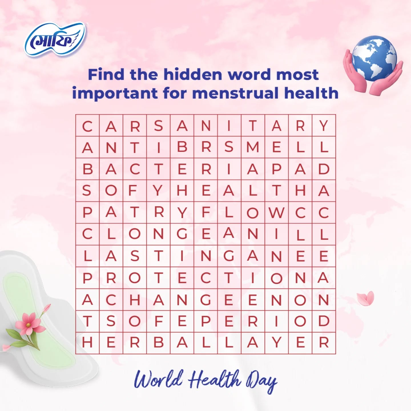 Sofy Bangladesh Facebook ad: Good menstrual health starts with hygiene.
