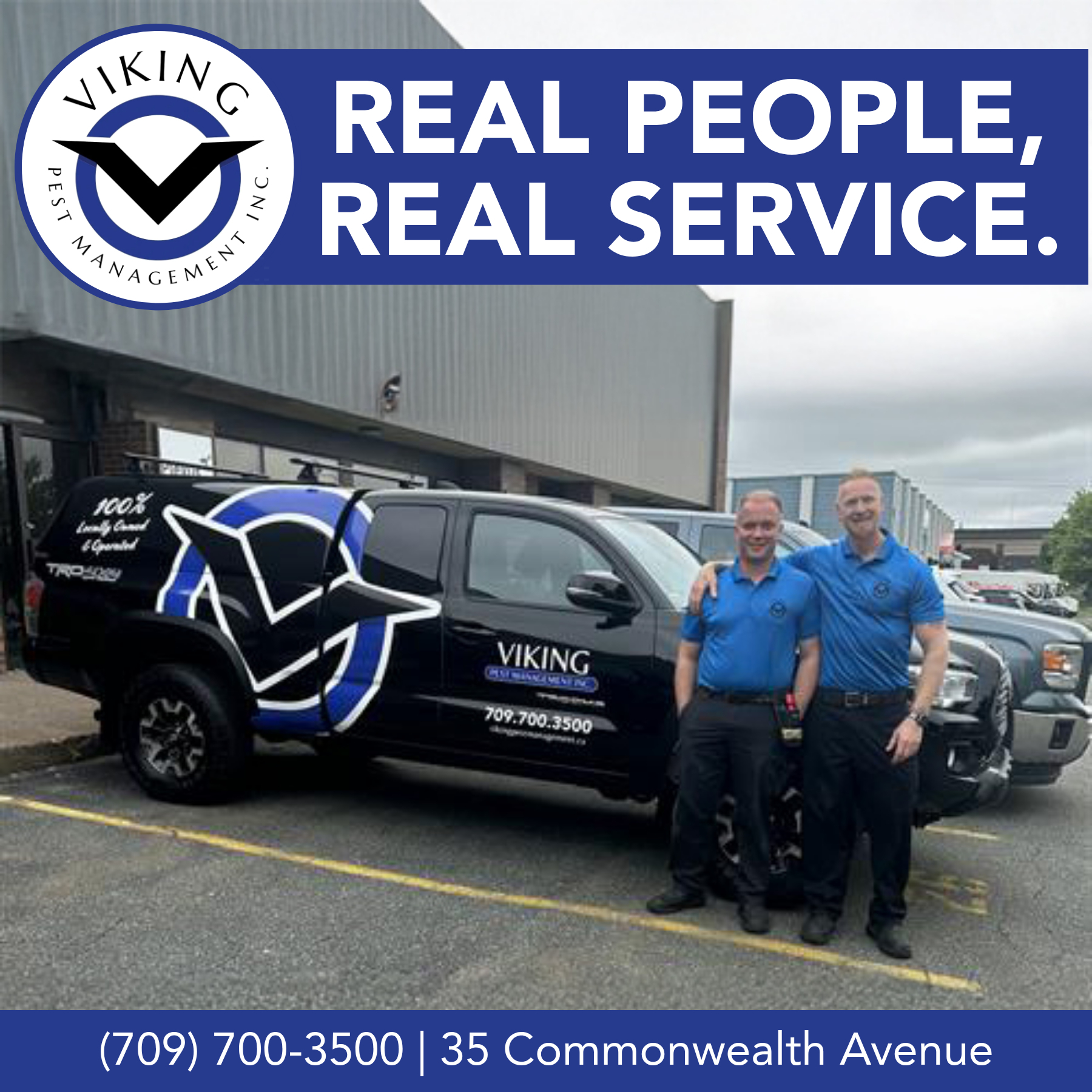 Viking Pest Management Inc. Facebook ad: Real people. Real service.