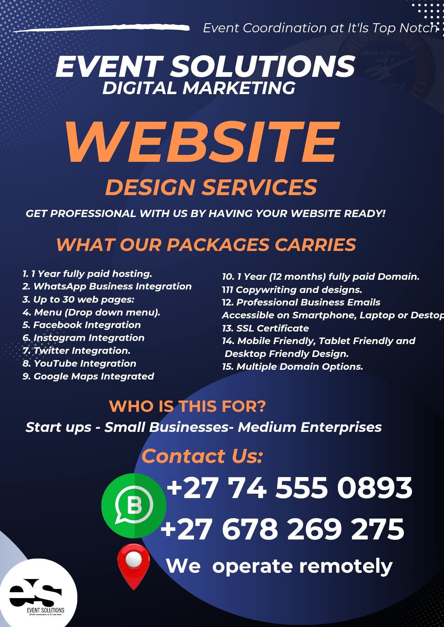 Event Solutions Facebook ad: Website Development / Design Services!