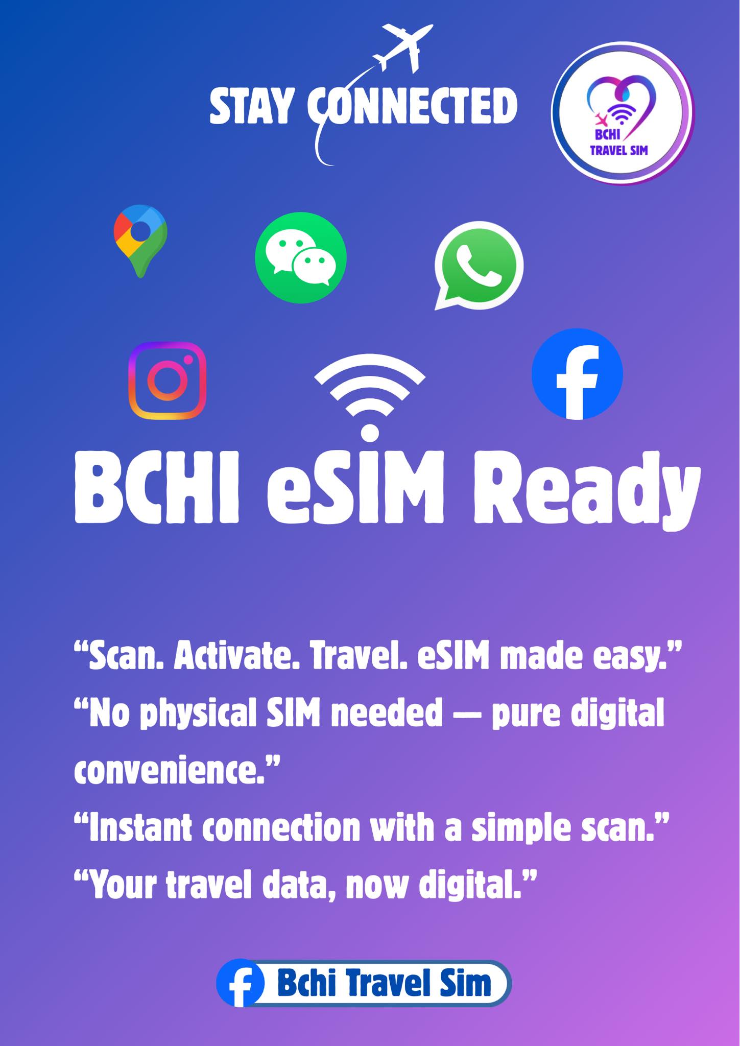 BCHI Travel Sim Facebook ad: Reliable eSIM for Fast and Easy Connectivity!