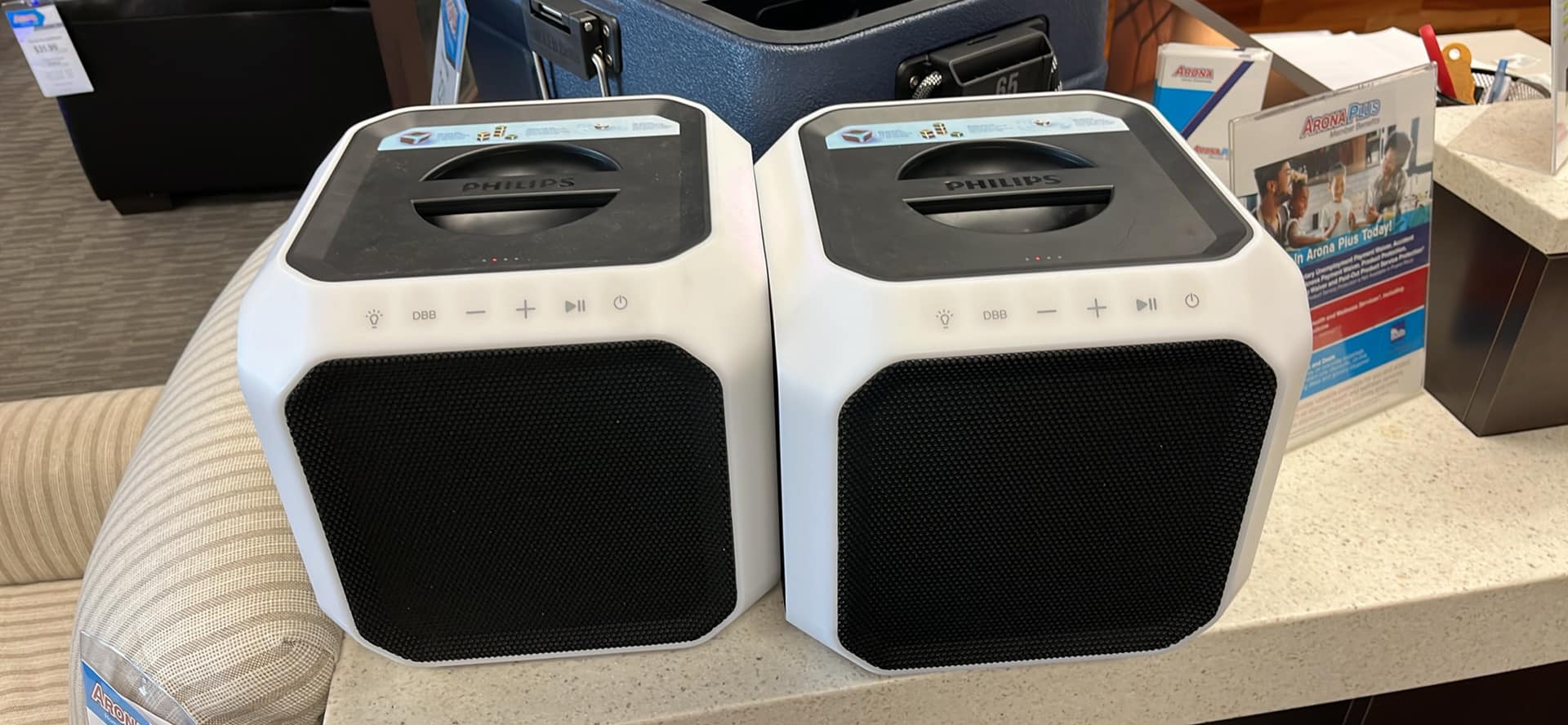 Arona Home Essentials Facebook ad: Phillips speakers - why have one when you…