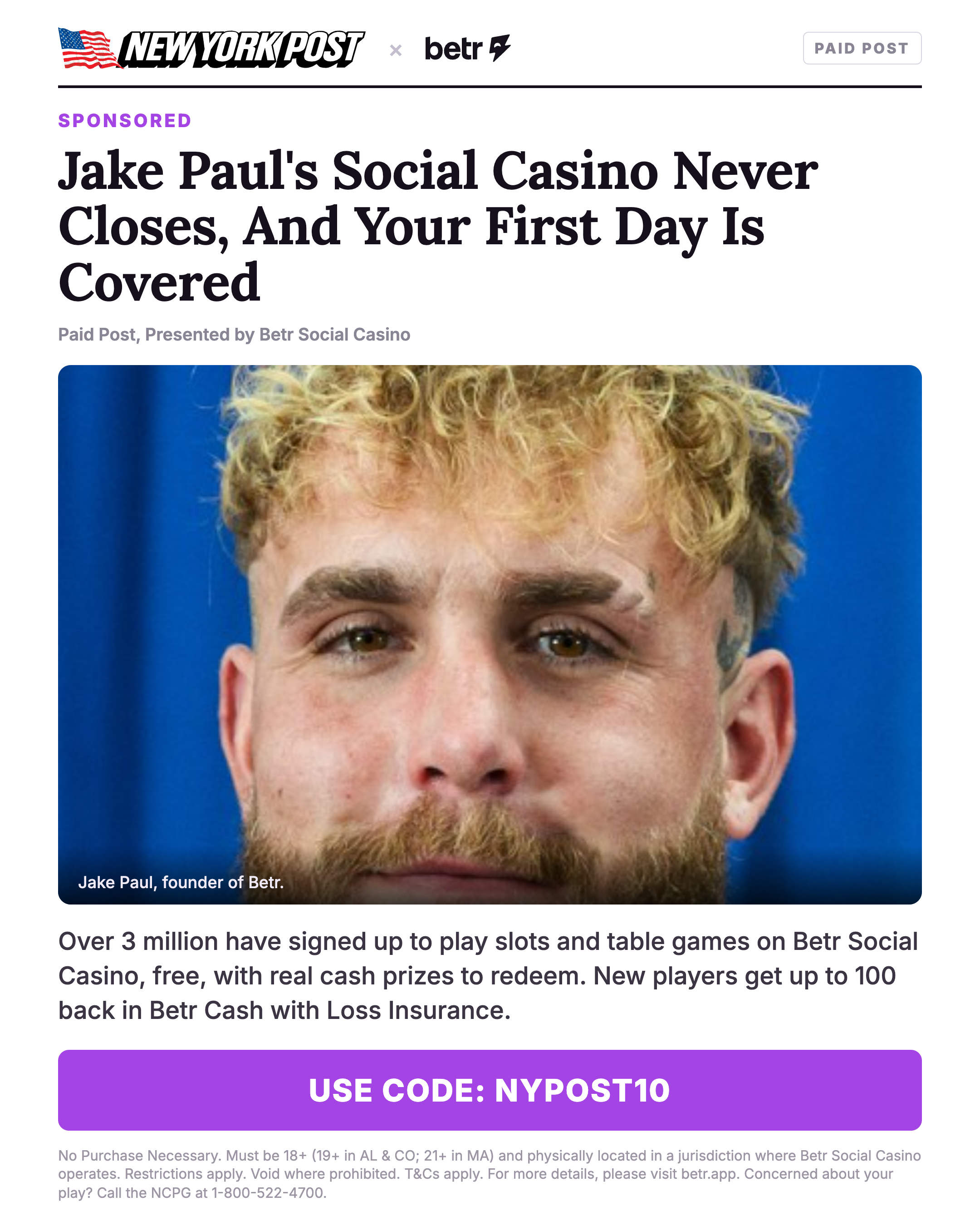 New York Post Facebook ad