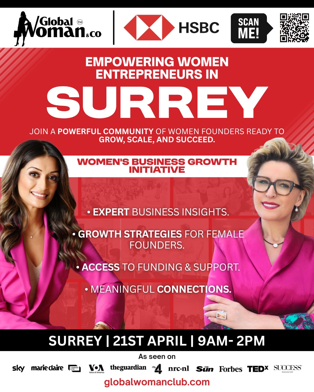 Global Woman Academy Facebook ad: Surrey Women in Business, Step Into Your Next Level