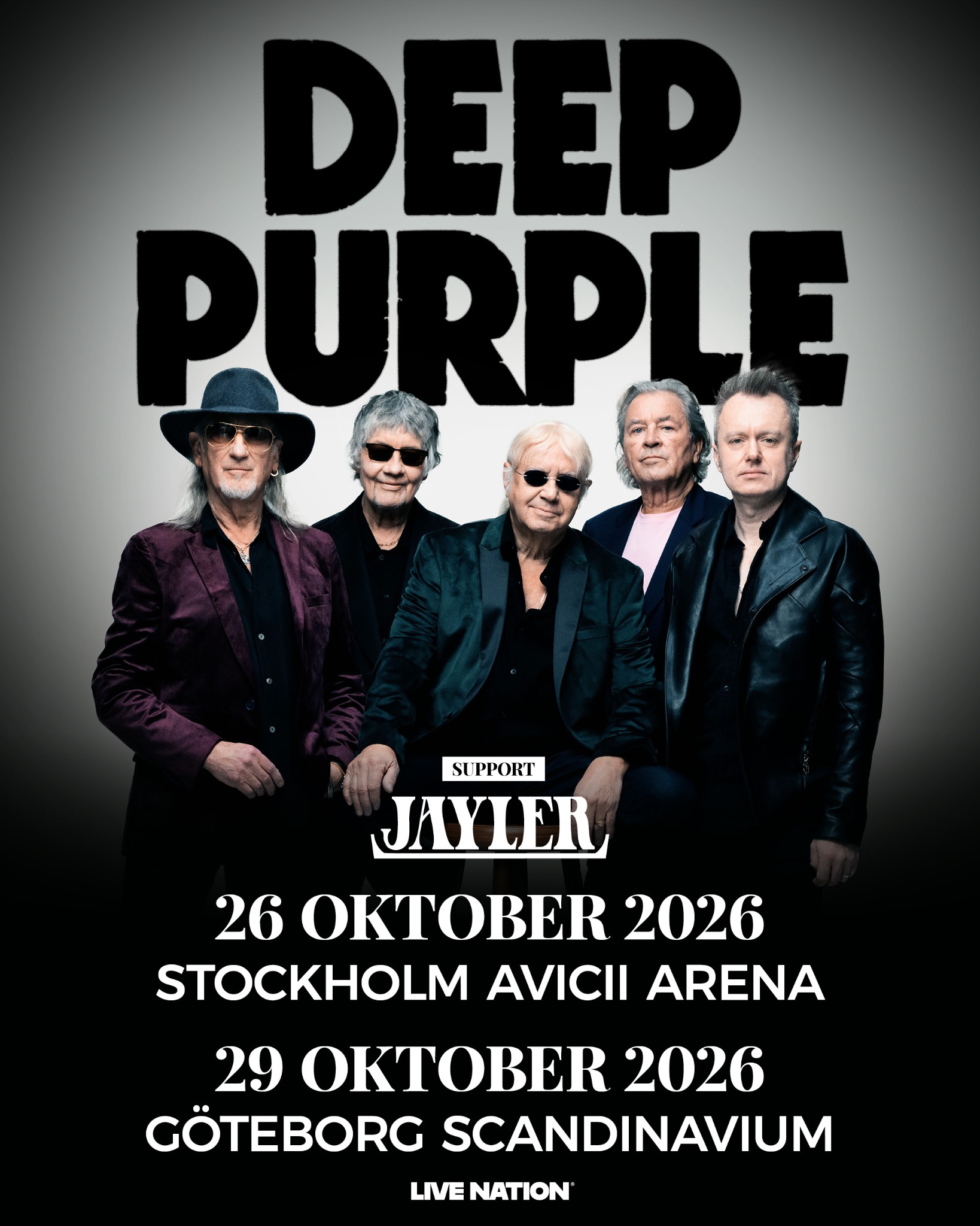 Live Nation Sweden Facebook ad: Deep Purple | 26 + 29 oktober | Avicii Arena + Scandinavium