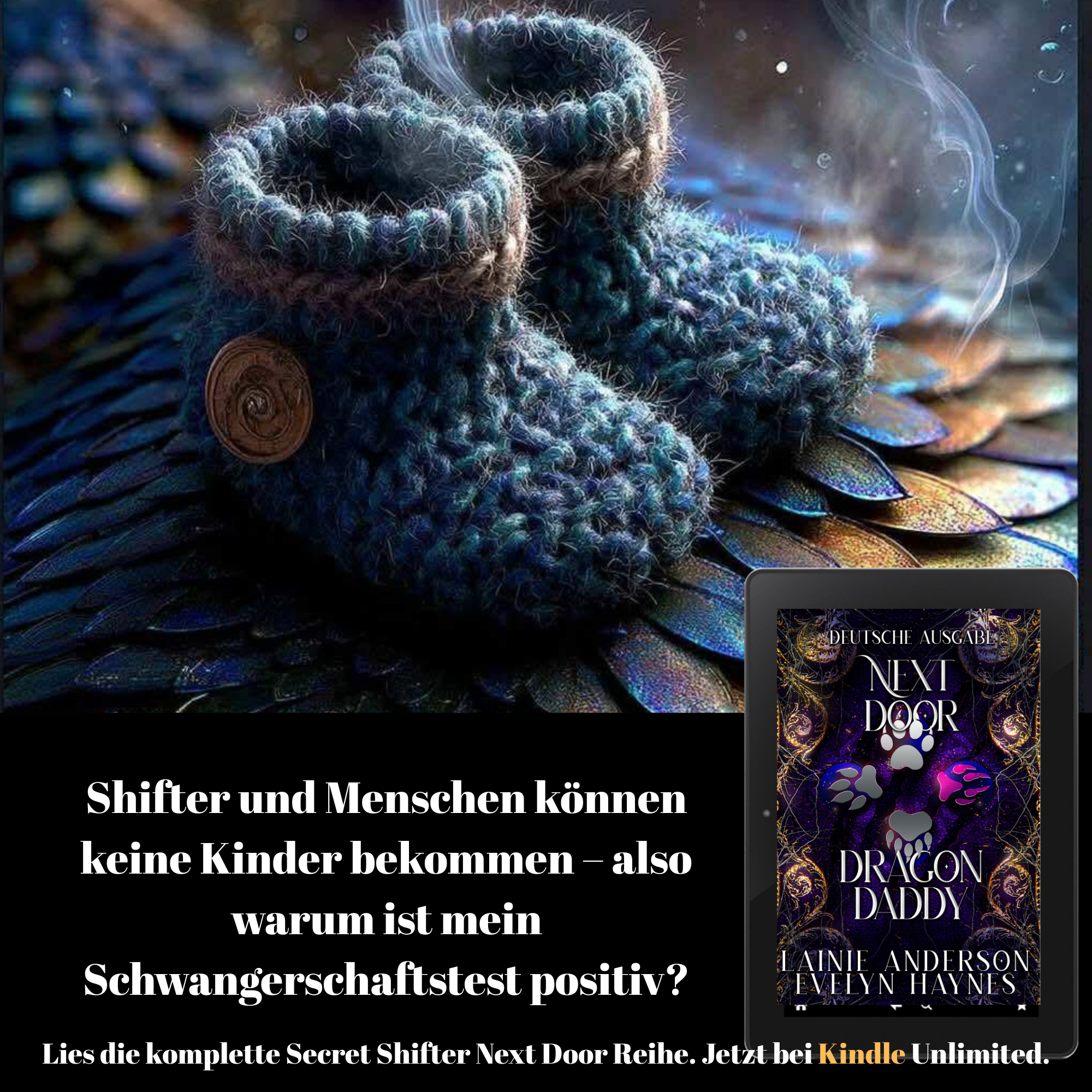 Shifter Books on Kindle Unlimited Facebook ad: Schuppen, Geheimnisse & heiße Spannung!