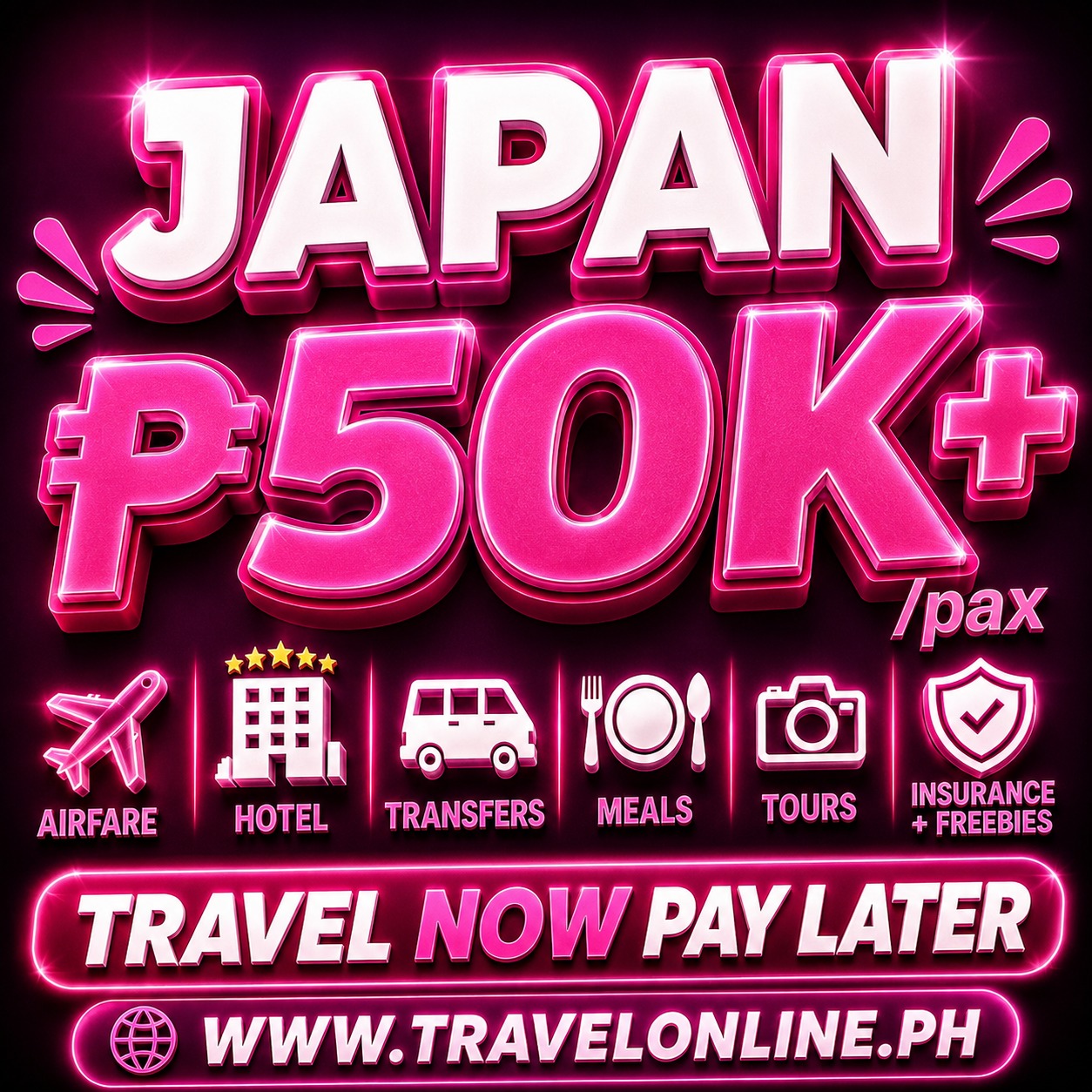 TravelOnline Facebook ad: Japan All-in Packages with Airfare (Manila/Cebu/Davao) +…