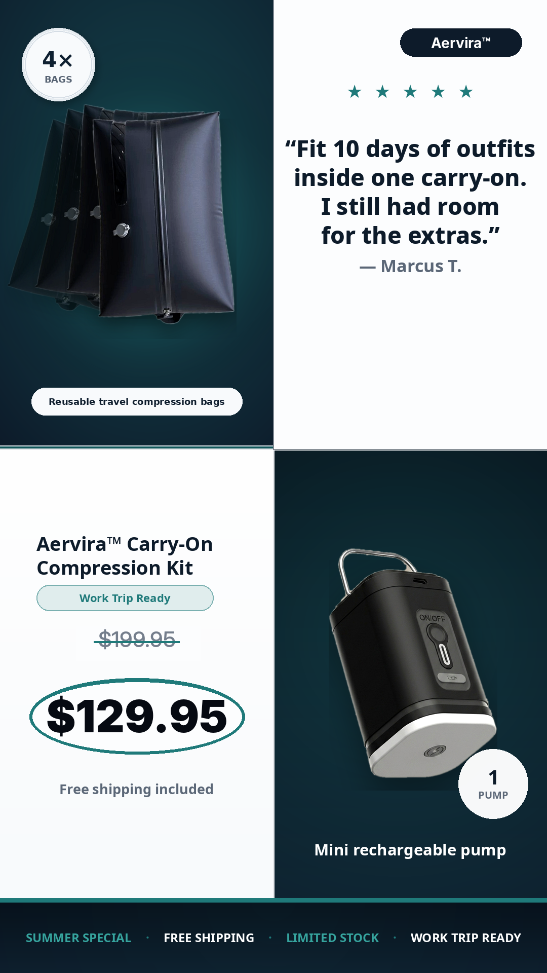 Aervira Facebook ad: Stop Paying Checked Baggage Fees