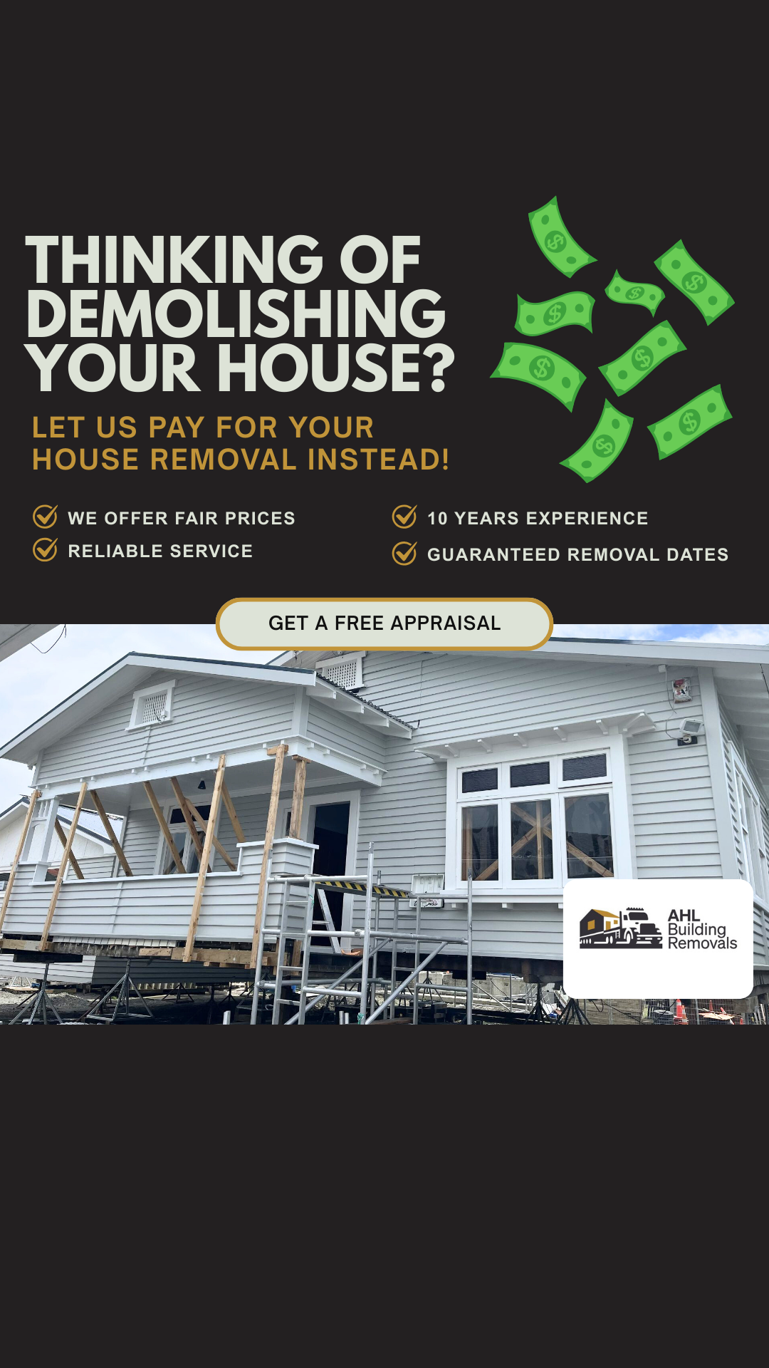 AHL Building Removals Facebook ad from May 15, 2026