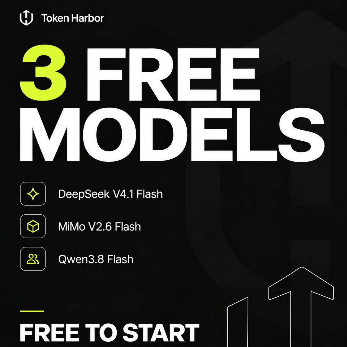 Token Harbor Facebook ad: 3 Free Models. One API.
