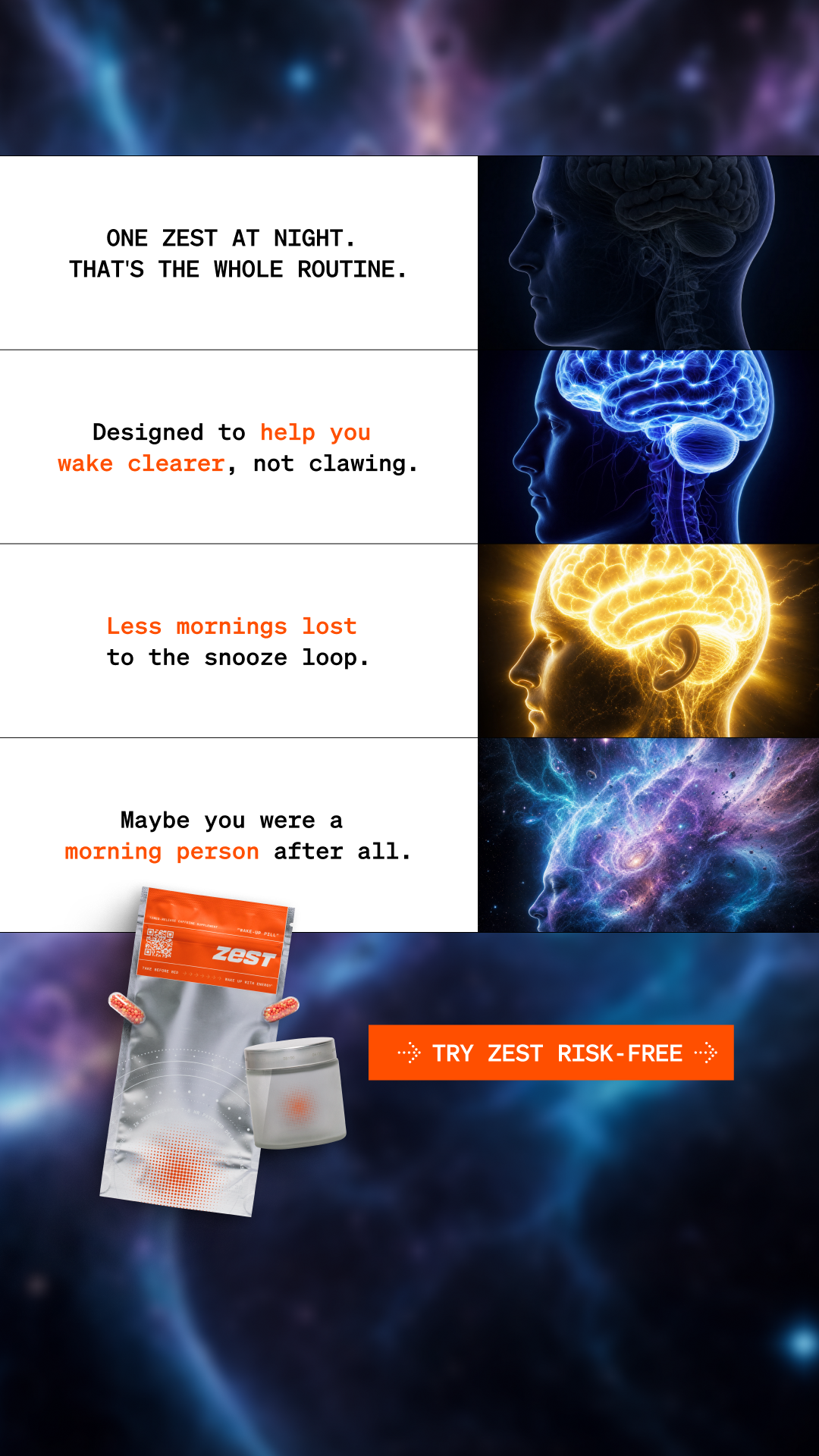 Zest - Wake-Up Pills Facebook ad