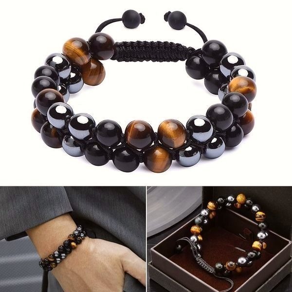 Chichic Facebook ad: Triple Protection Bracelet-Natural Tigers Eye Black Agate…