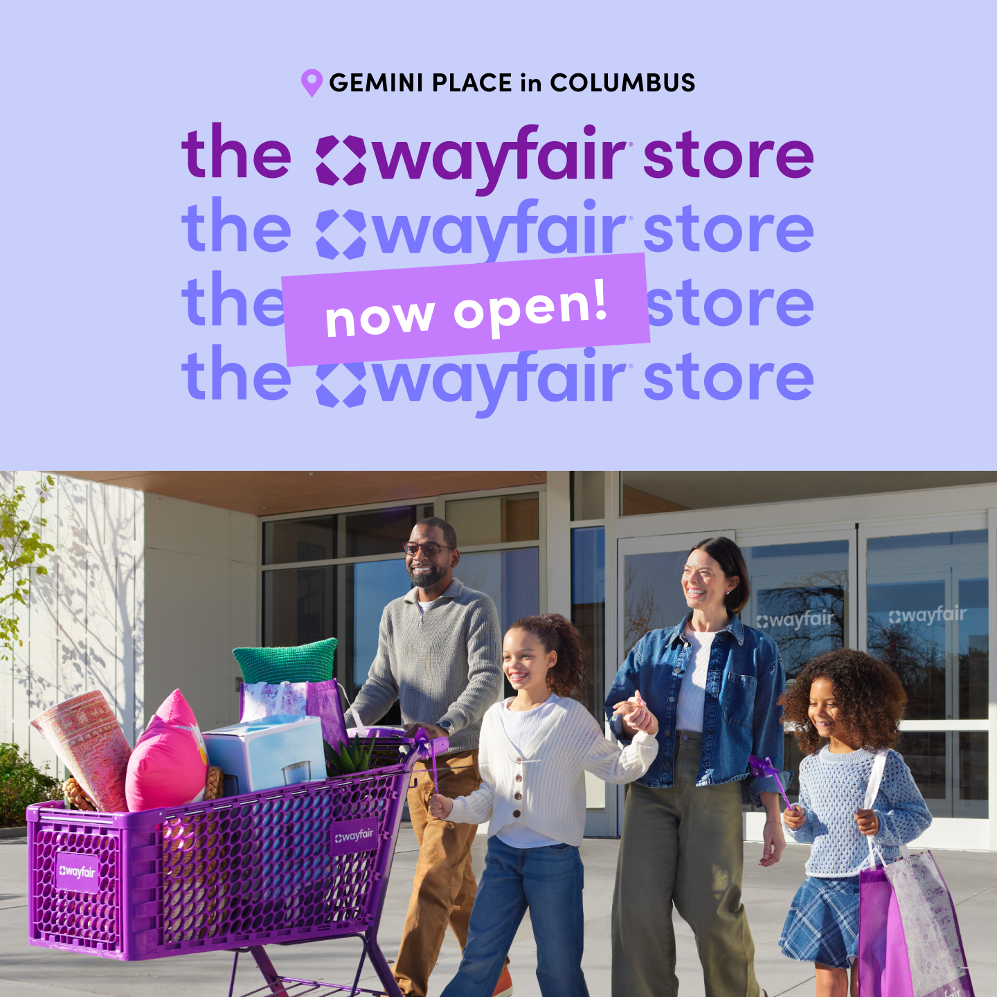 Wayfair Columbus Facebook ad: Plan your visit today!