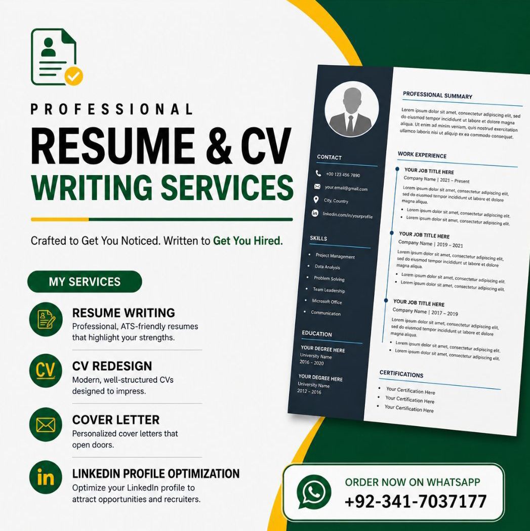 Farhan Resume Services Facebook ad: Professional Resume & CV Writing Services!