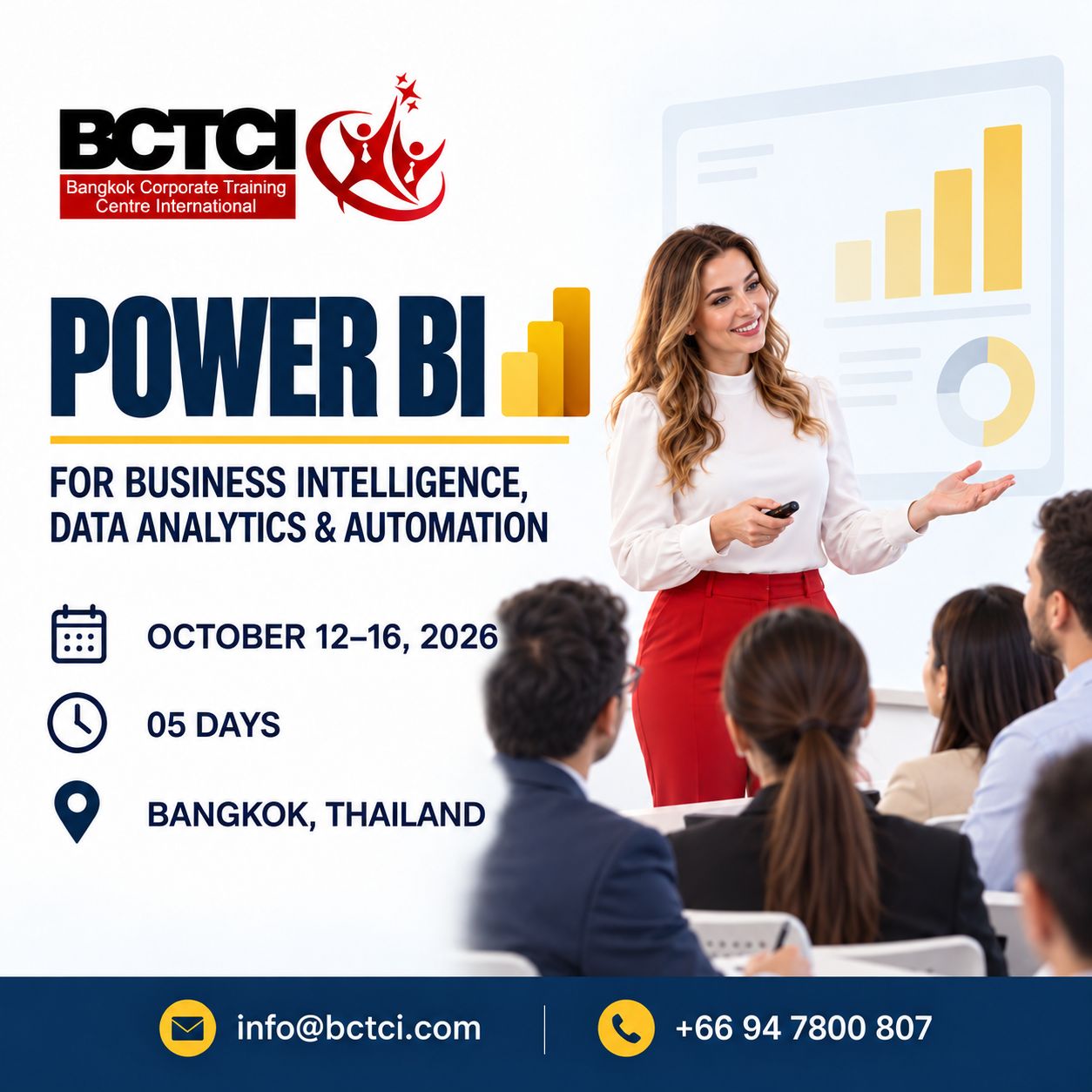 Bangkok Corporate Training Center International Facebook ad: Master Power BI and turn data into smarter…