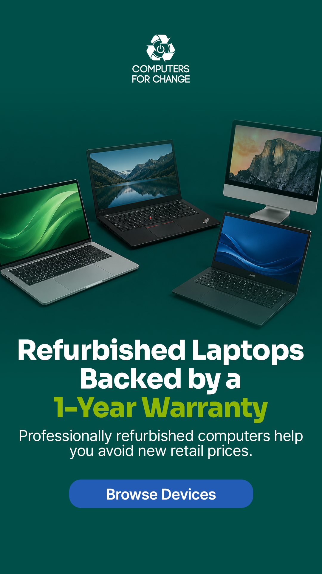 Computers For Change Facebook ad from Jul 13, 2026