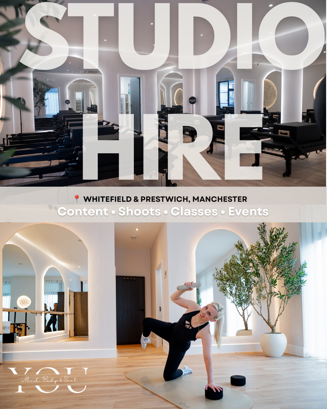 You Mind, Body & Soul Pilates Facebook ad: Looking for a beautiful space in Manchester to…
