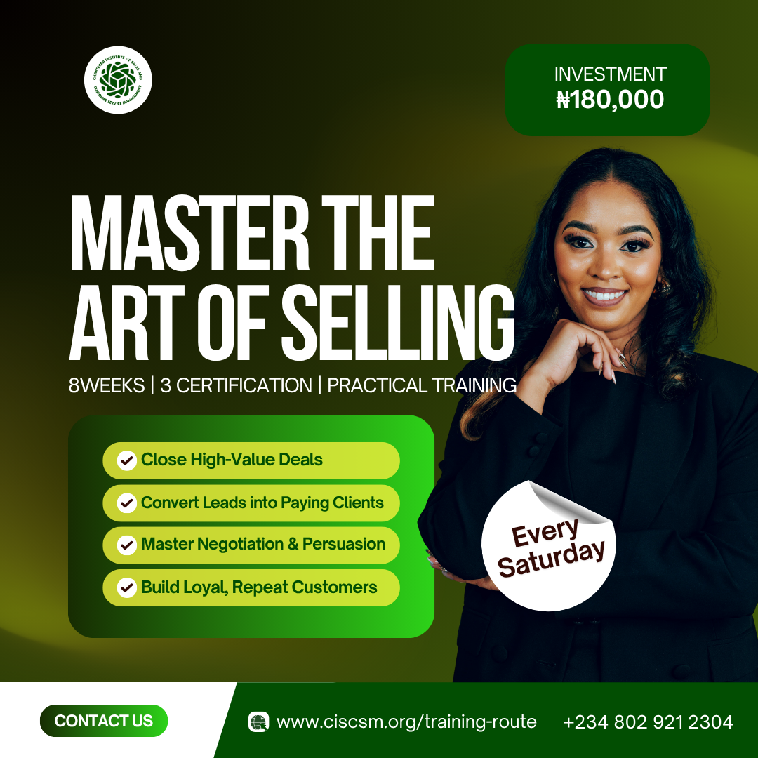 The Chartered Institute of Sales and Customer Service Management Facebook ad: If you can’t sell, you will always struggle to make money.