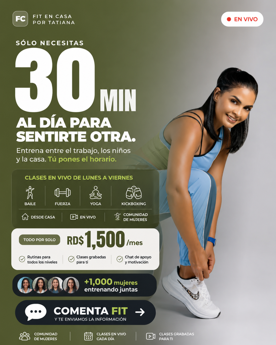 Tatiana Duran Facebook ad: Entrena EN VIVO desde casa