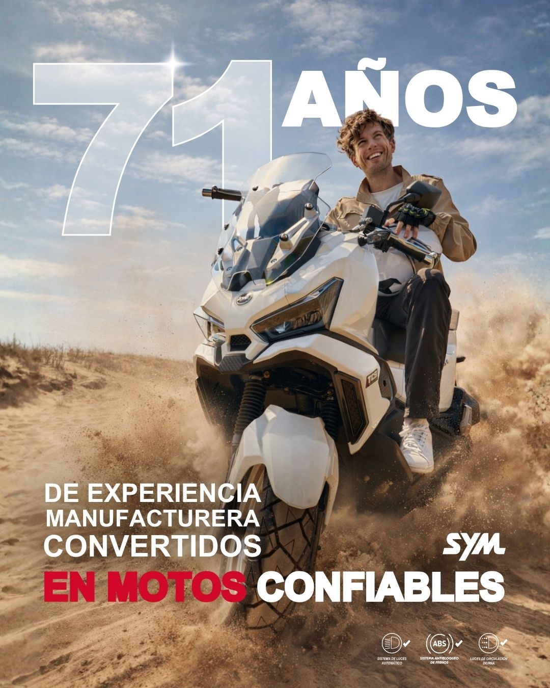 SYM Colombia Facebook ad: 71 años no se improvisan