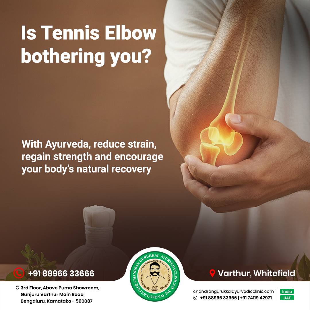 Chandran Gurukkal Ayurvedic Clinic, India Facebook ad: Struggling with Tennis Elbow pain that just won’t…