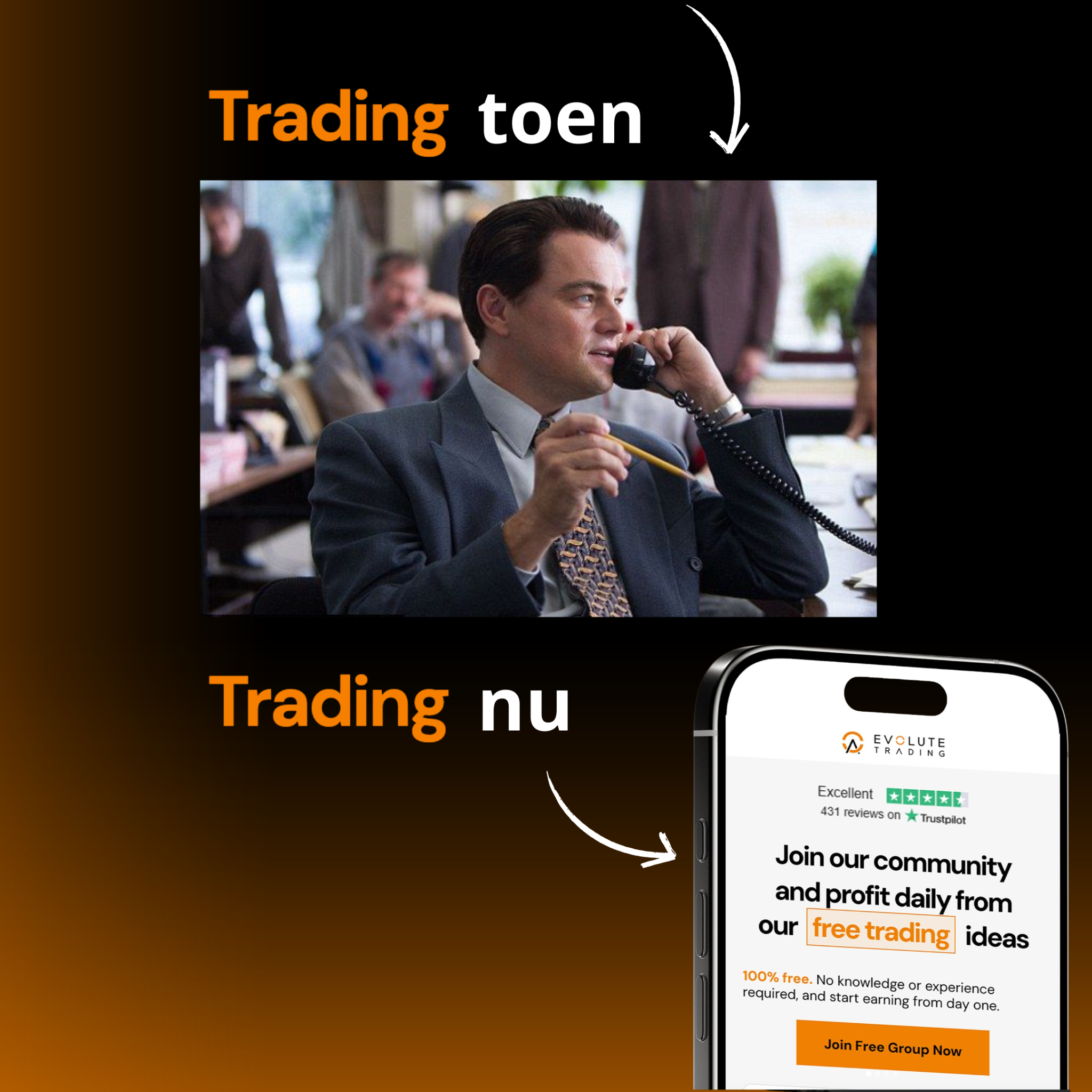 Evolute Trading Reels Facebook ad: 10.000+ leden. Dagelijks winst. Doe mee!