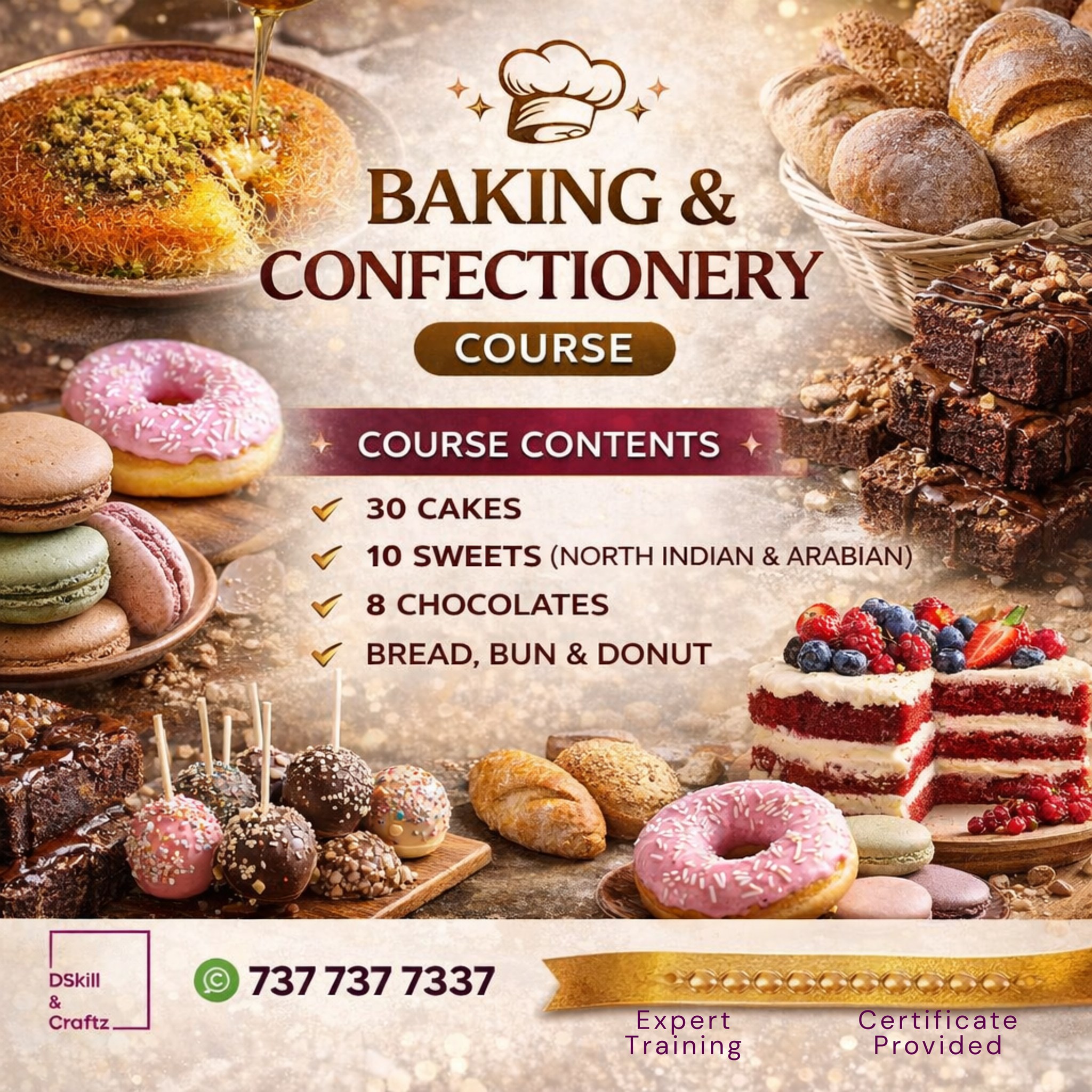 DSkill&Craftz - Baking&Confectionery Facebook ad: 𝗕𝗔𝗞𝗜𝗡𝗚 & 𝗖𝗢𝗡𝗙𝗘𝗖𝗧𝗜𝗢𝗡𝗘𝗥𝗬 𝗖𝗟𝗔𝗦𝗦.