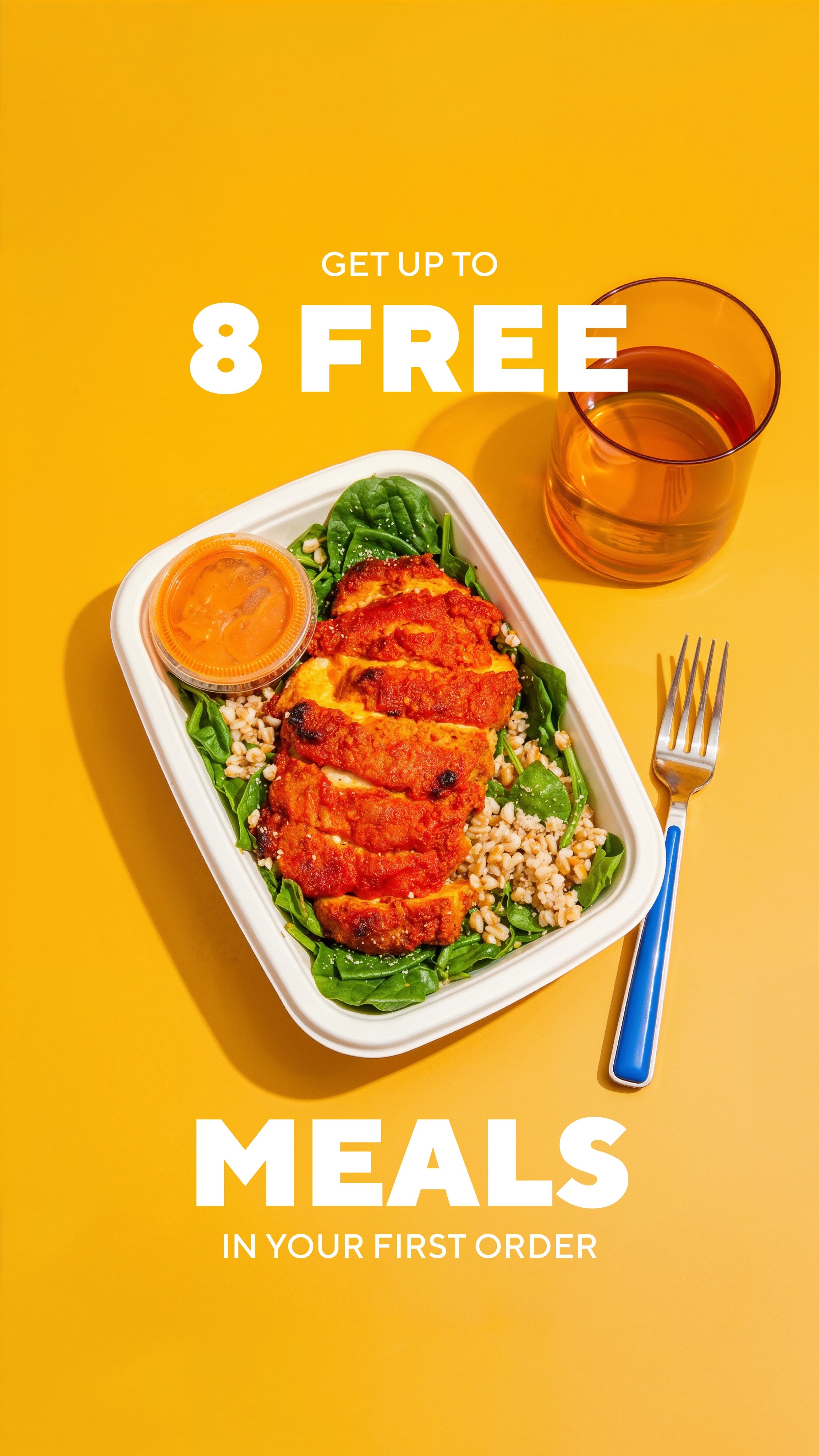 CookUnity Facebook ad: Click Here to Get Up To 8 Free Meals!