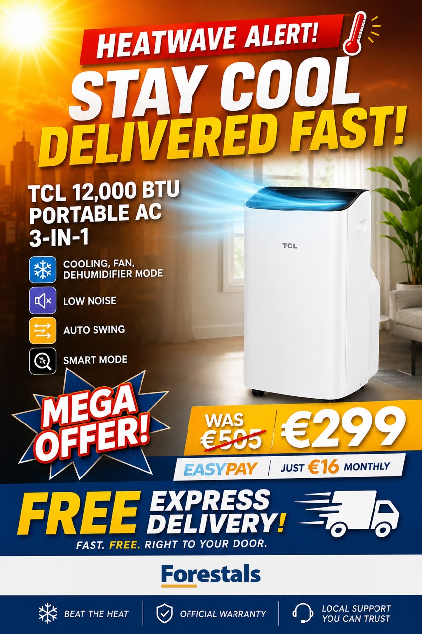 Forestals Facebook ad: TCL 12000 BTU Portable Air Conditioner 3-in-1 AC - Forestals