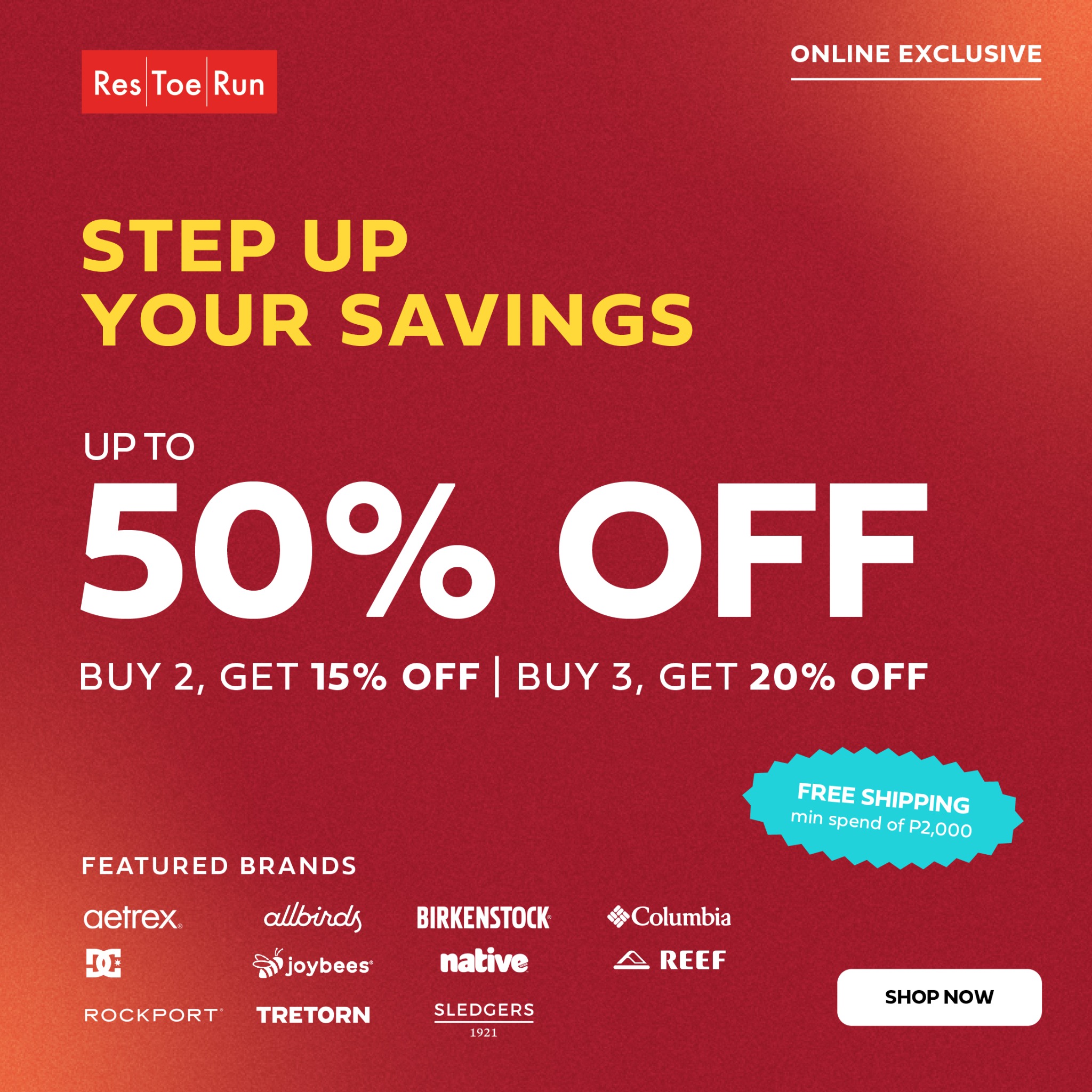 Res|Toe|Run Facebook ad: Flash Sale: Up to 50% Off