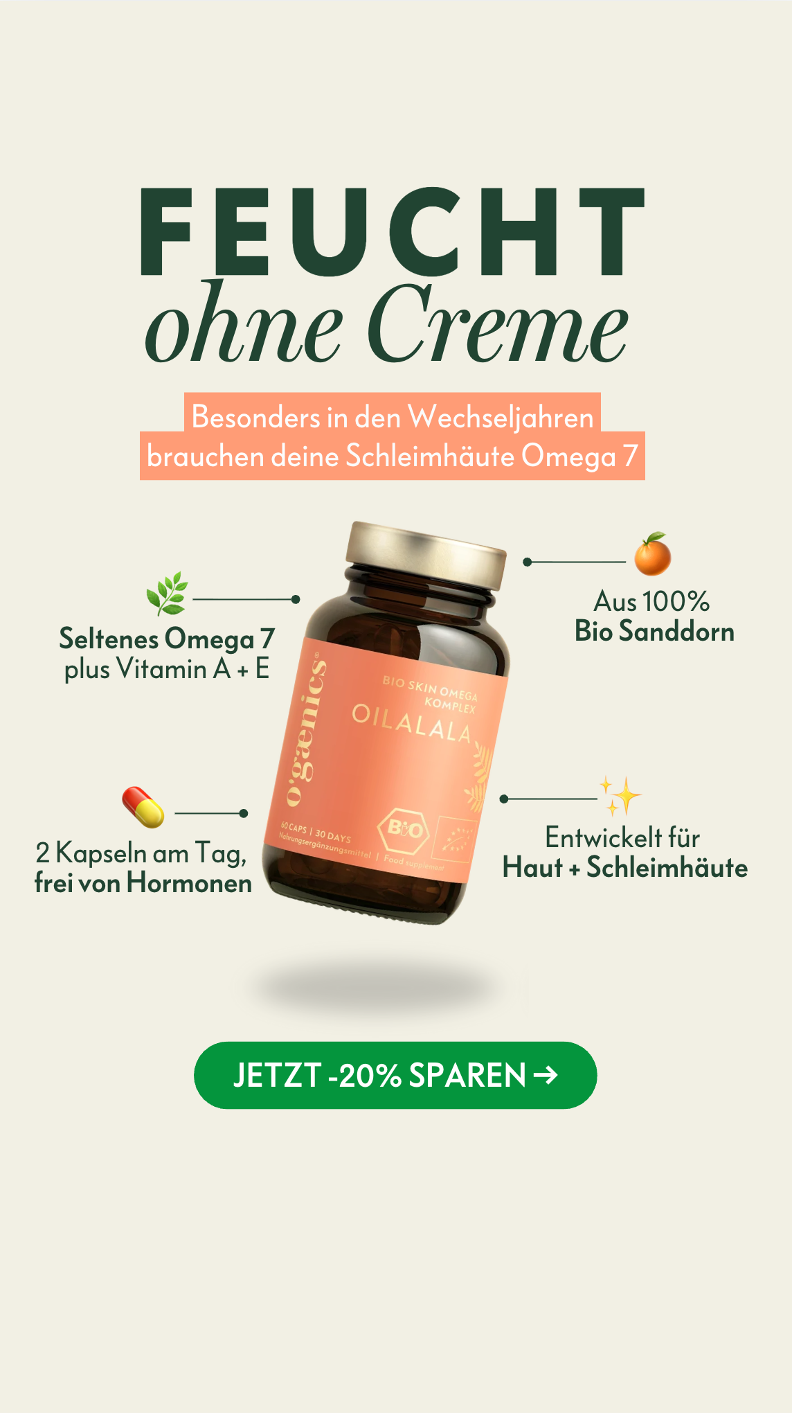 Ogænics Beauty Supplements Facebook ad from Aug 4, 2026
