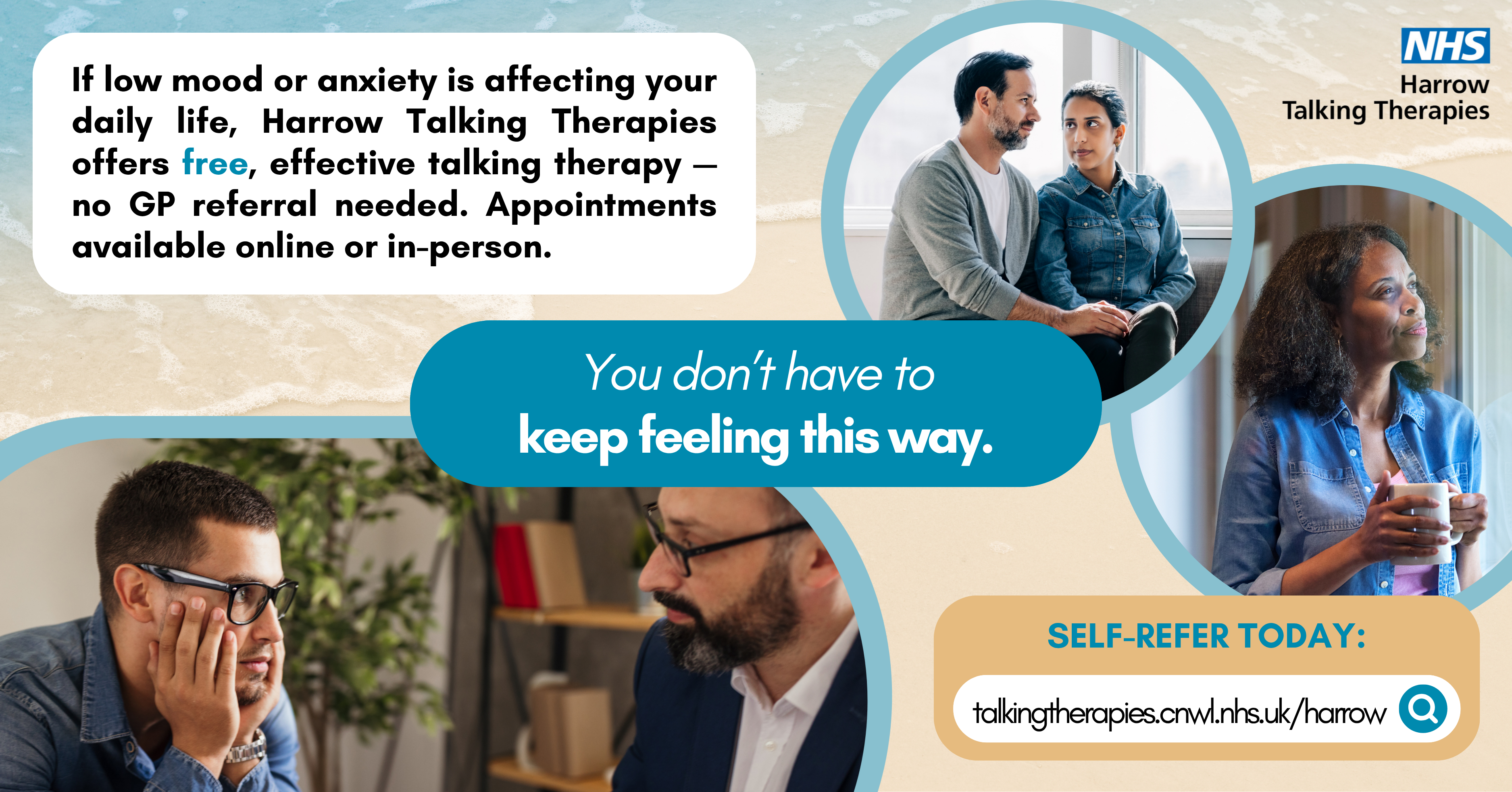 Harrow Talking Therapies Facebook ad: Harrow NHS Talking Therapies