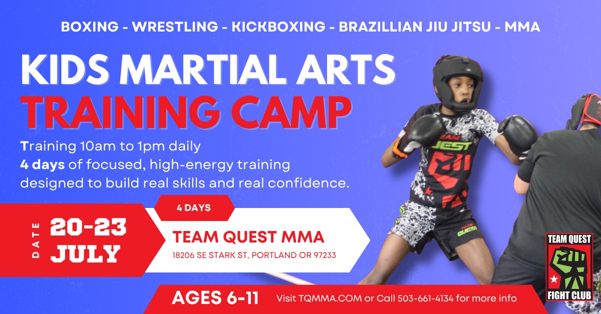 Team Quest Mixed Martial Arts & Fitness Facebook ad: Kid's MMA Summer Camp - July 20-23, Team Quest MMA | Mixed…