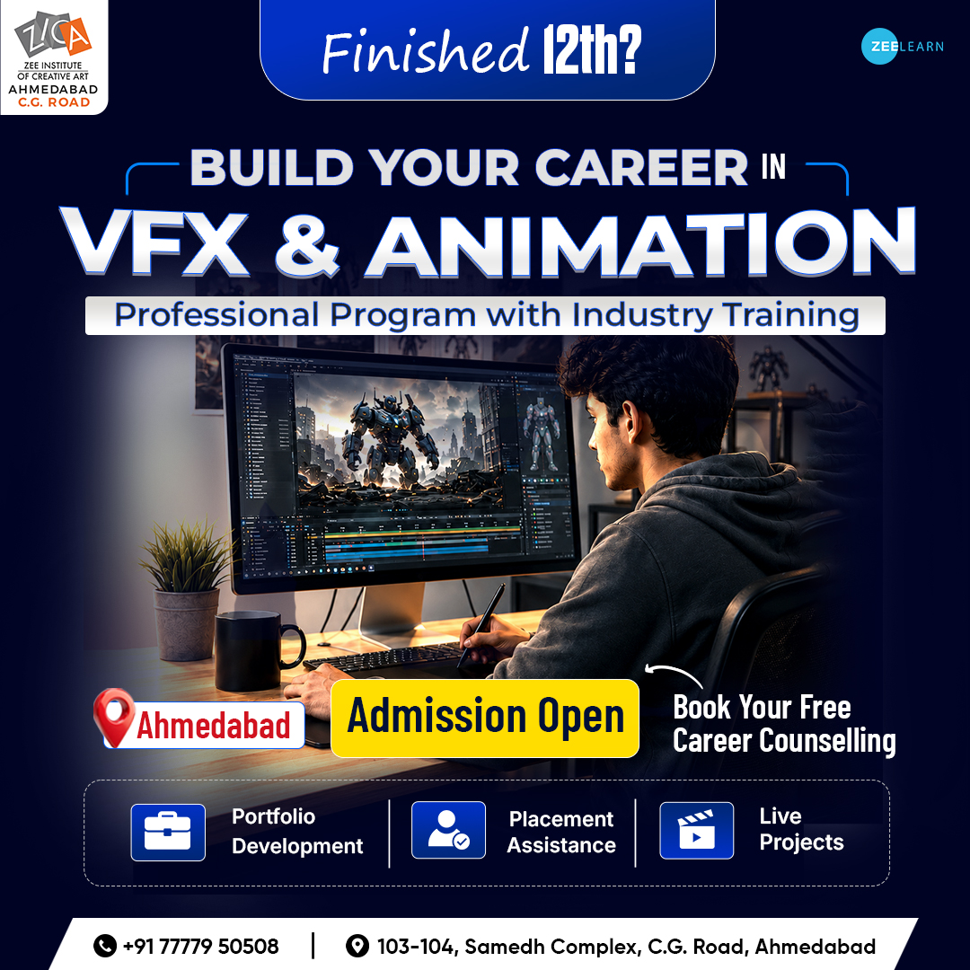 ZICA Ahmedabad C.G.Road Facebook ad: AI-Powered Animation, VFX & Game Design Courses