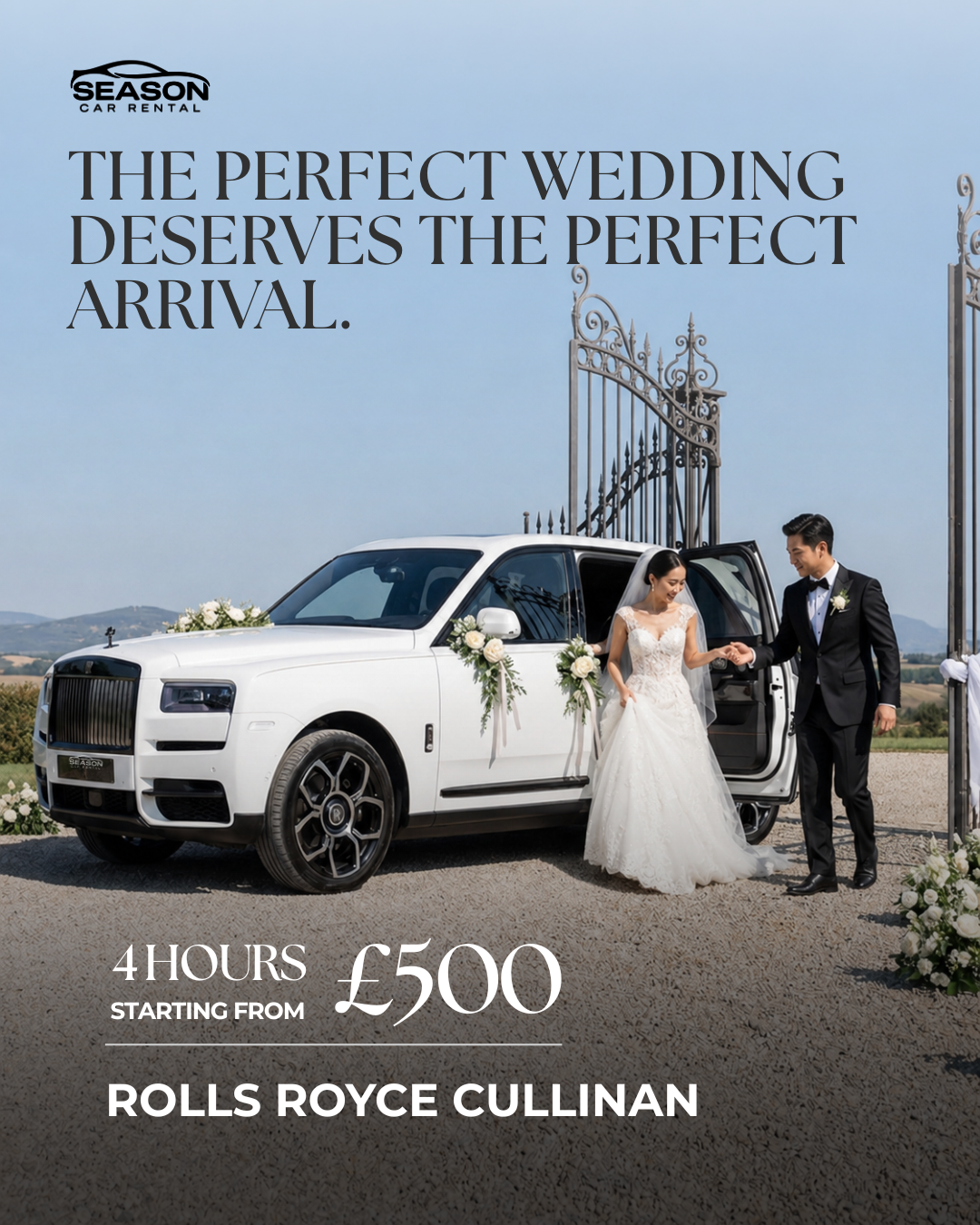 Season Car Rental Facebook ad: Your wedding deserves a Rolls-Royce.