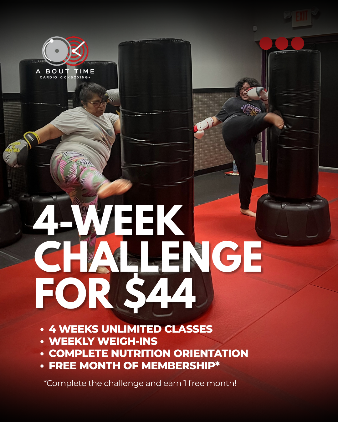 A Bout Time Cardio Kickboxing and Fitness Facebook ad from Feb 3, 2026