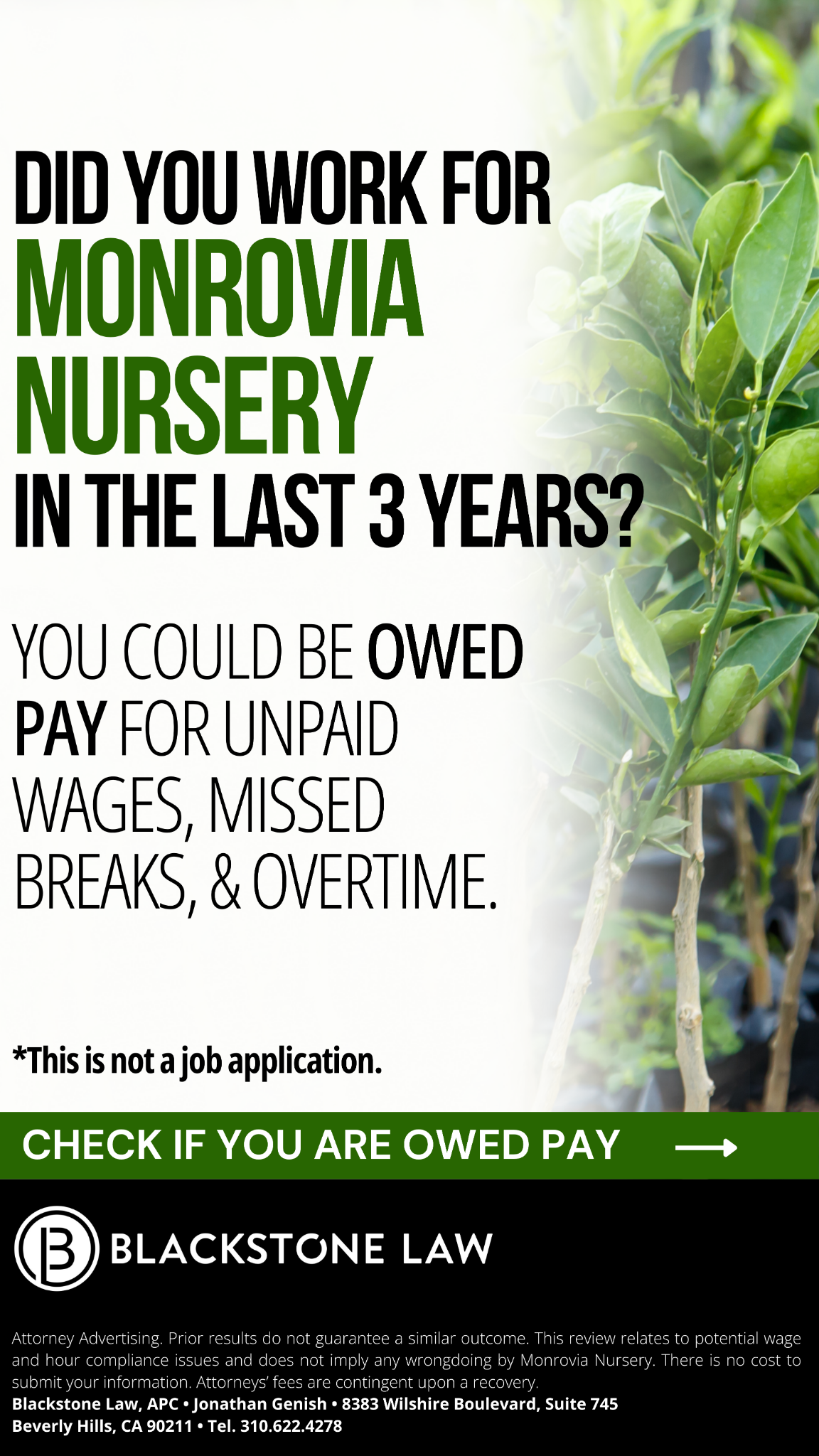 California Hourly Pay Claims Facebook ad from Jul 7, 2026